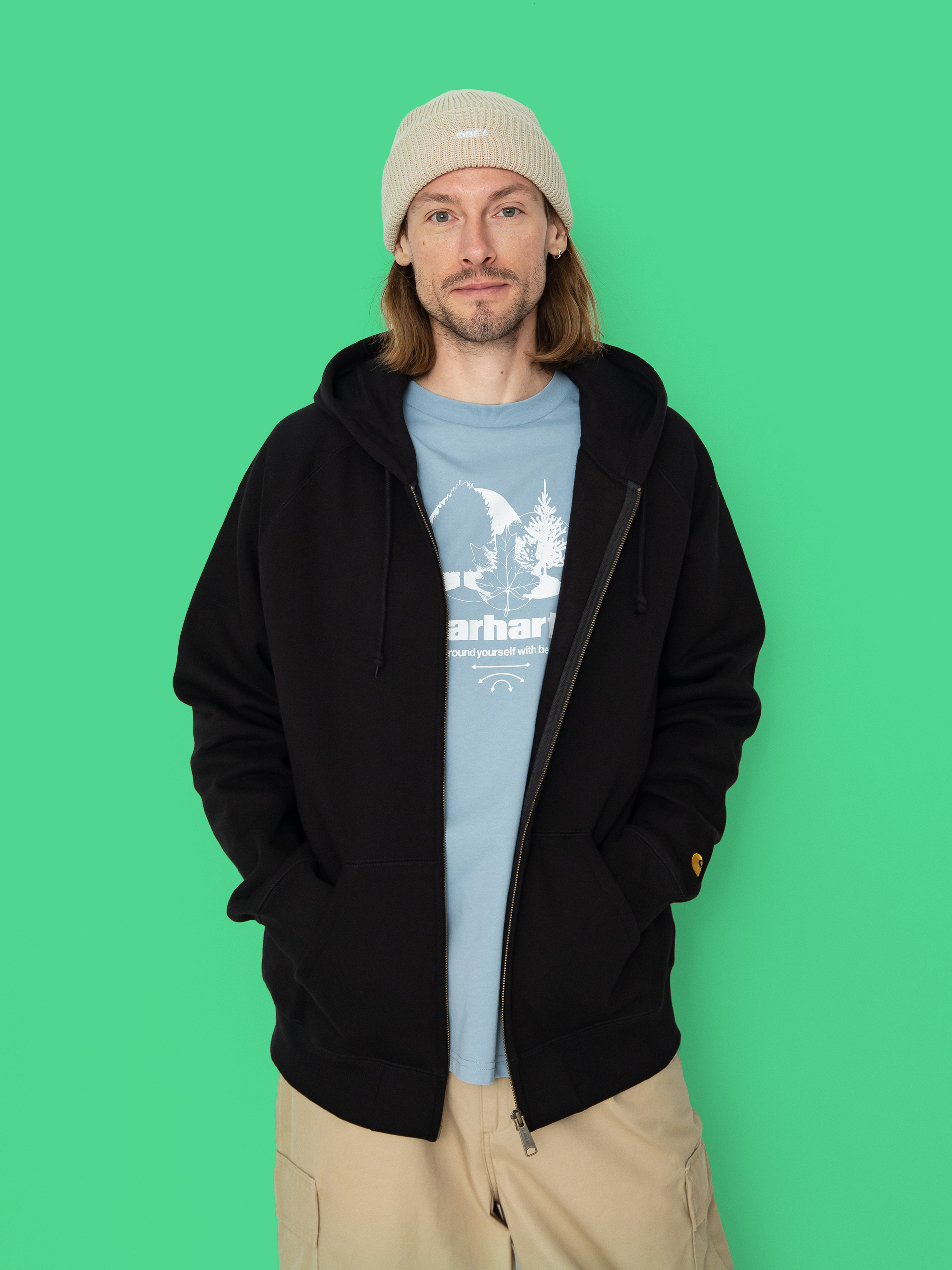 Bluza z kapturem Carhartt WIP Chase ZHD (black/gold)