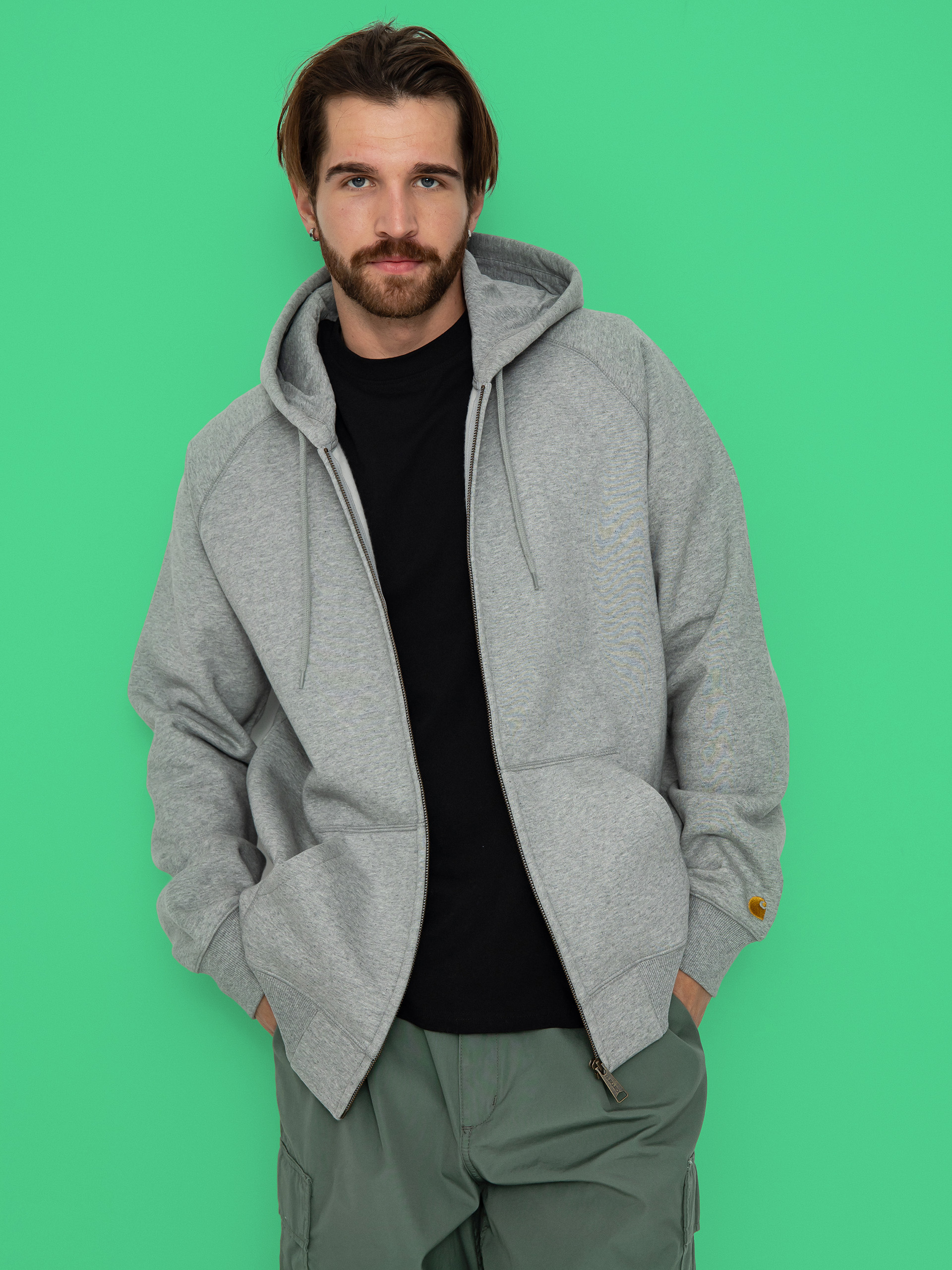 Bluza z kapturem Carhartt WIP Chase ZHD (grey heather/gold)