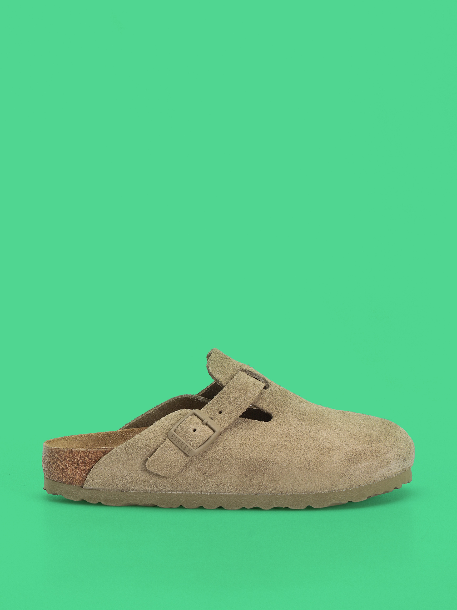 Klapki Birkenstock Boston Suede Leather Narrow Wmn (faded khaki)