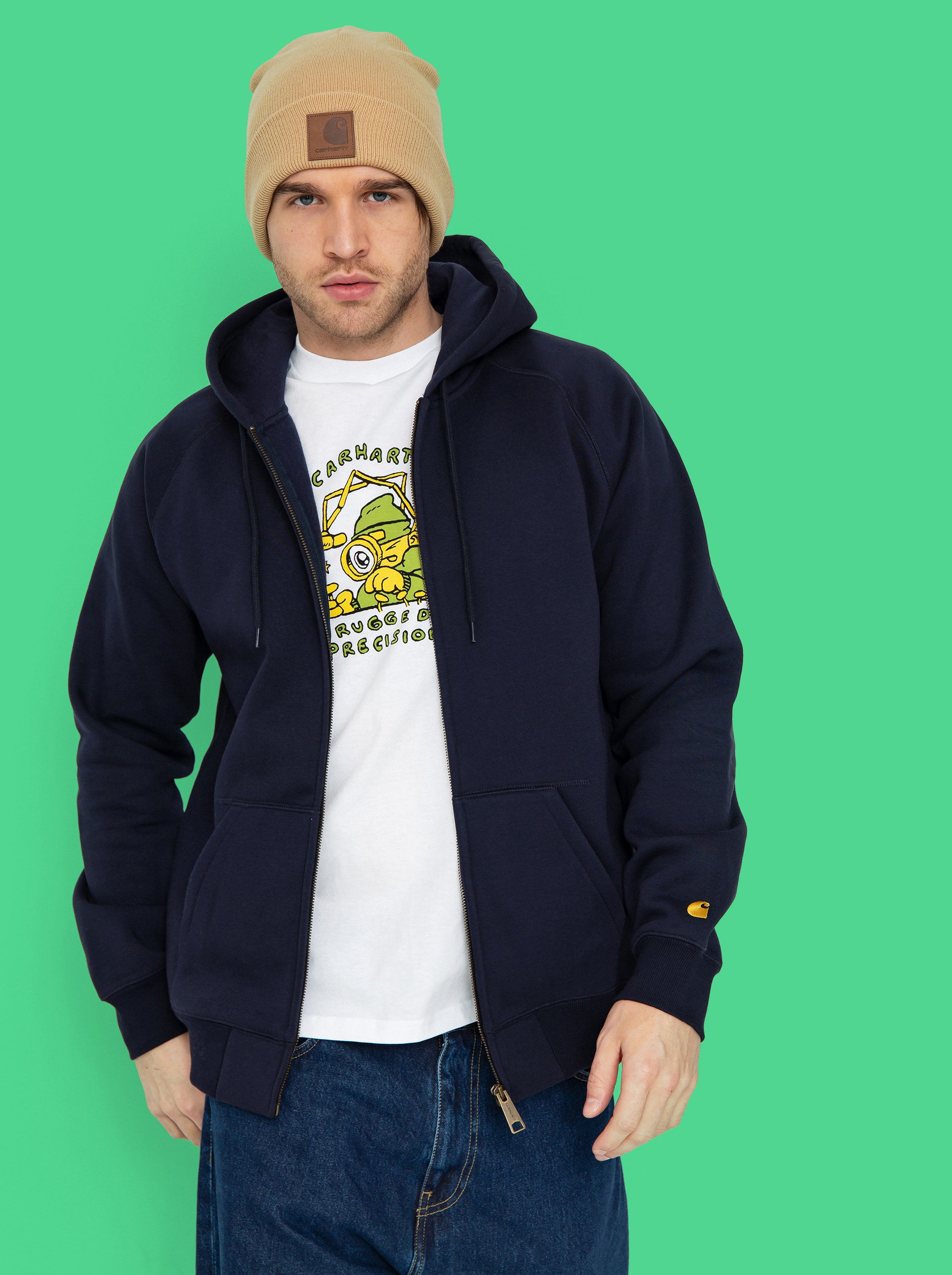 Bluza z kapturem Carhartt WIP Chase ZHD (dark navy/gold)