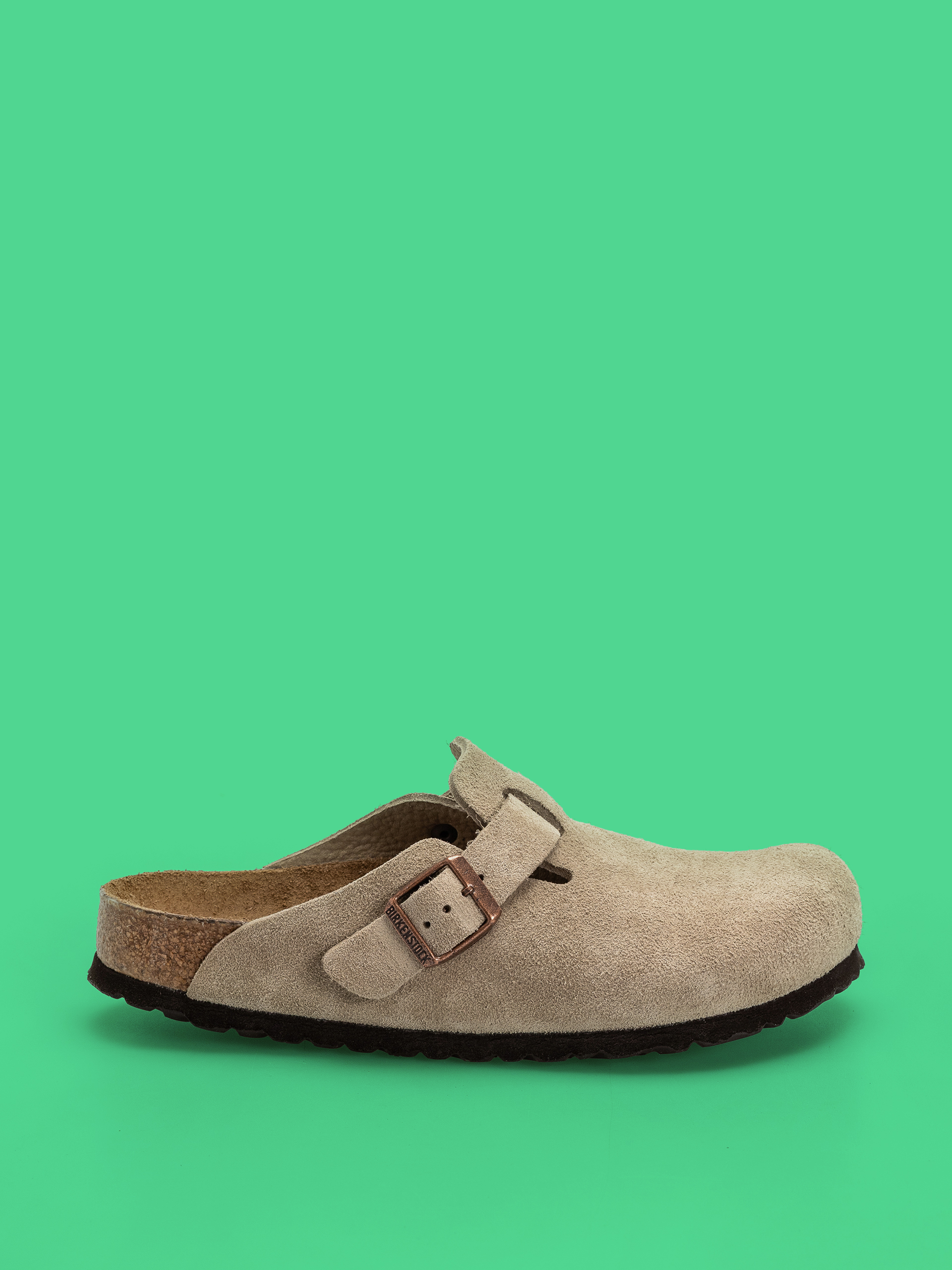 Klapki Birkenstock Boston Soft Footbed Suede Leather Regular (taupe)