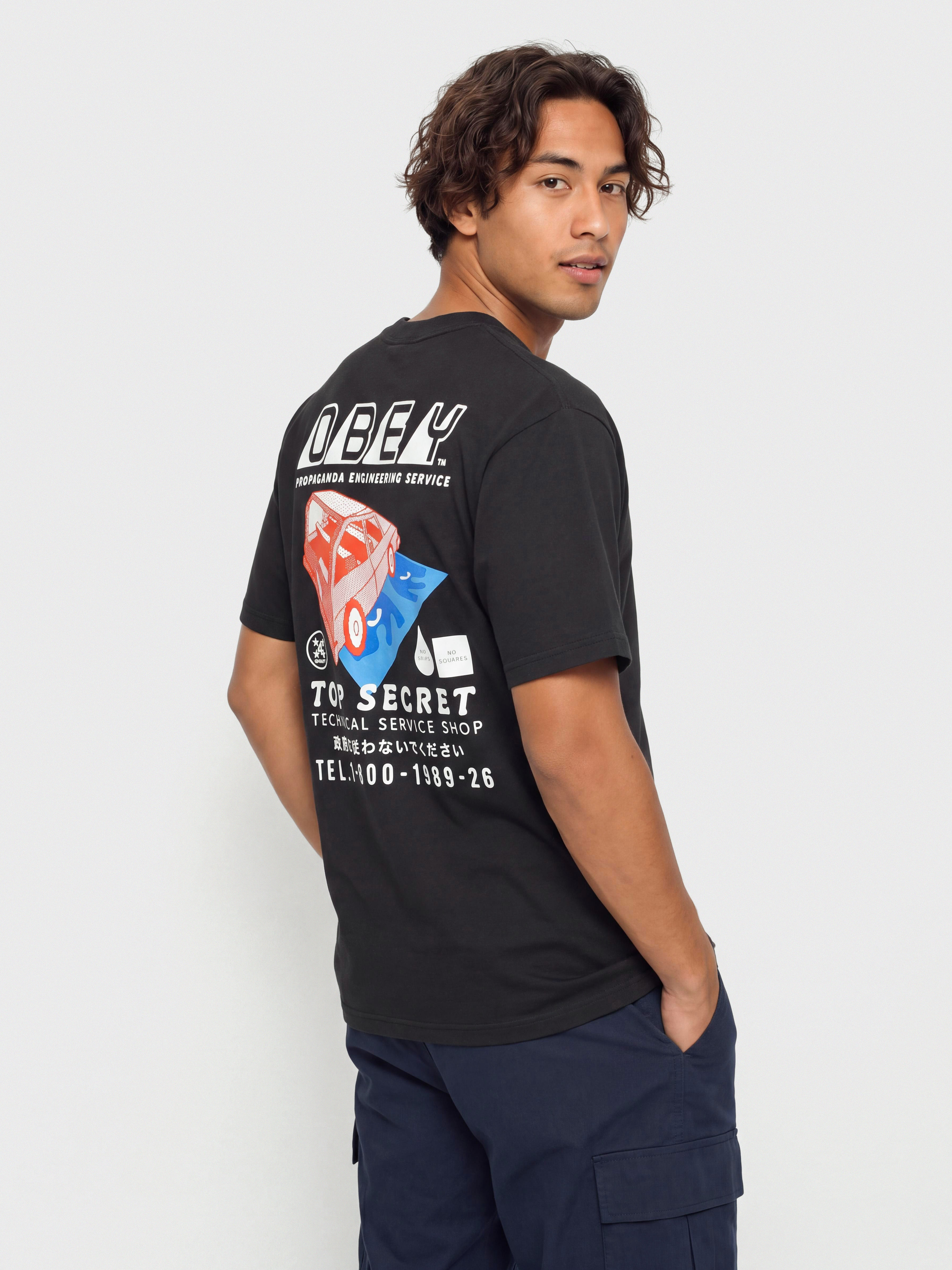 T-shirt OBEY Top Secret (vintage black)