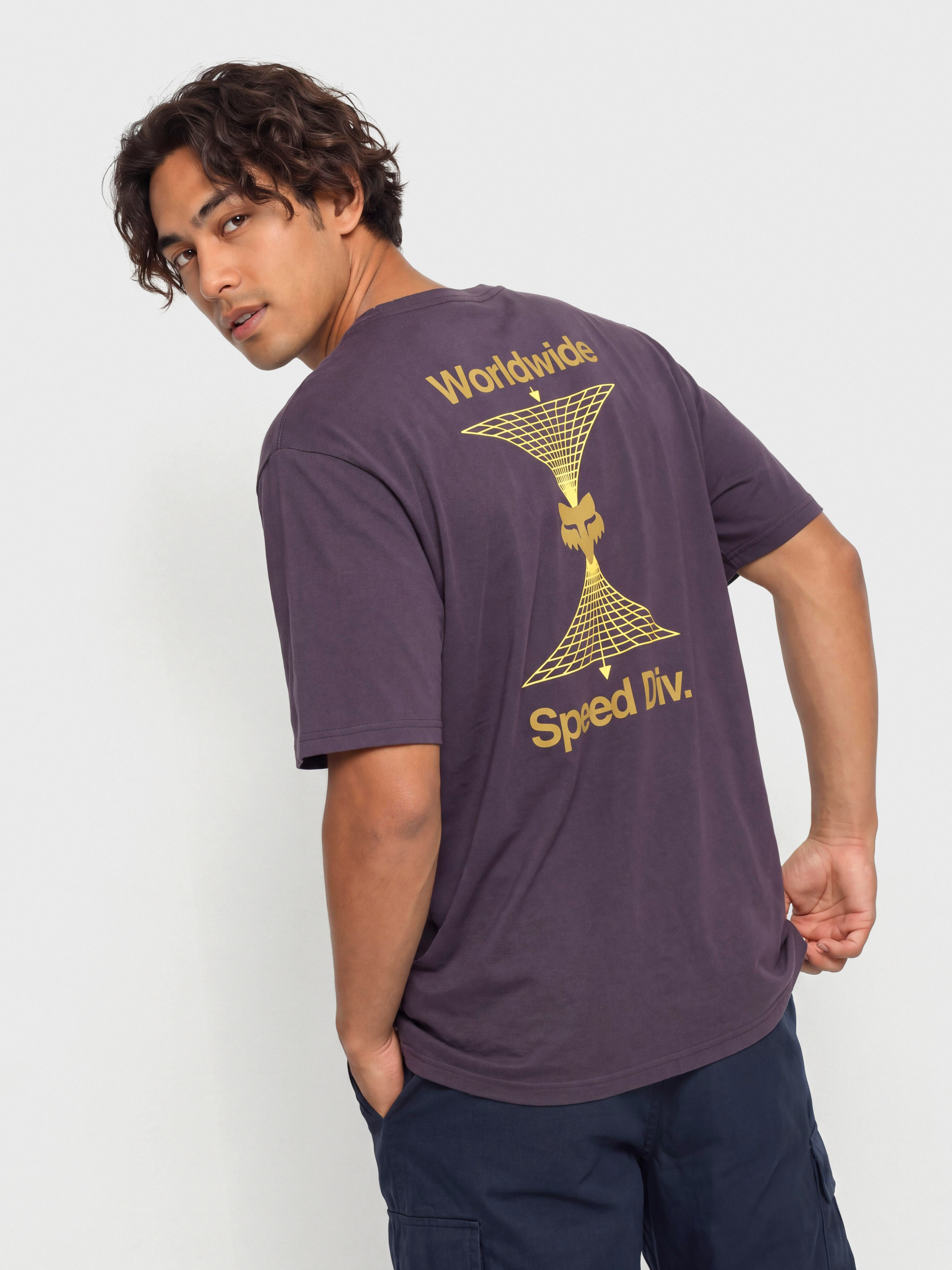 T-shirt Fox Image Print 195 (plum purple)