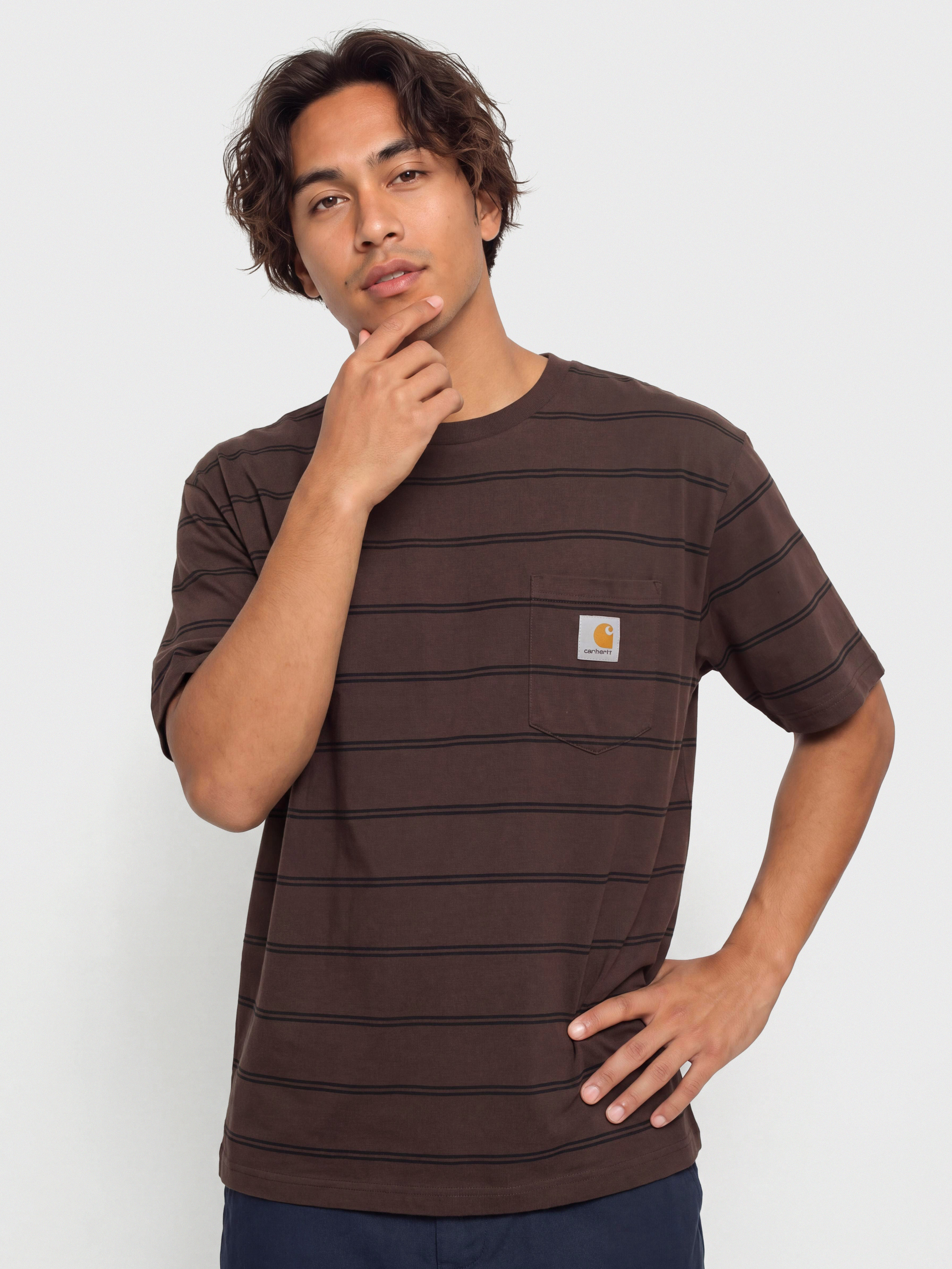 T-shirt Carhartt WIP Cardona Pocket (cardona stripe natural/palisander/garment dyed)
