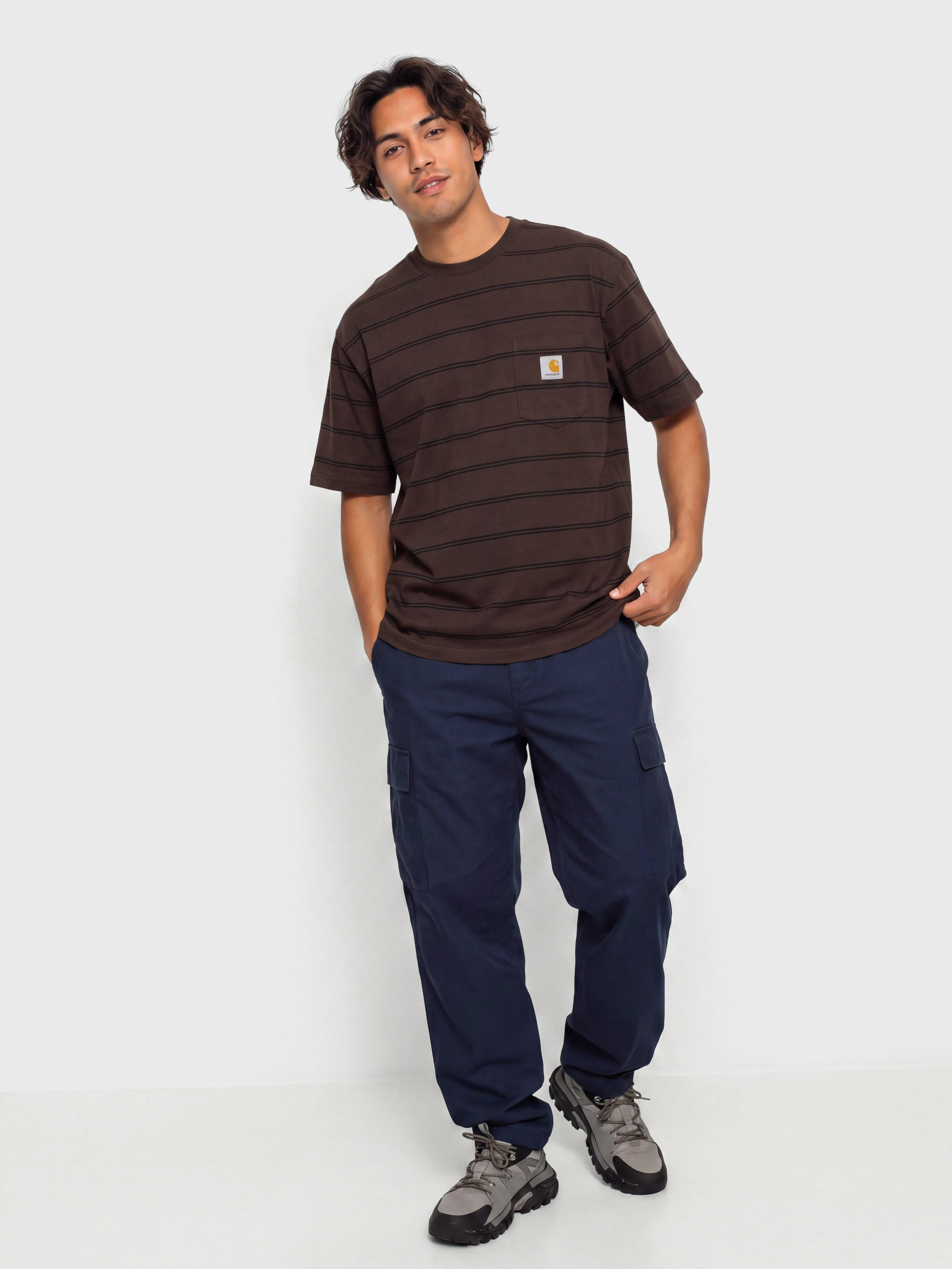 T-shirt Carhartt WIP Cardona Pocket (cardona stripe natural/palisander/garment dyed)