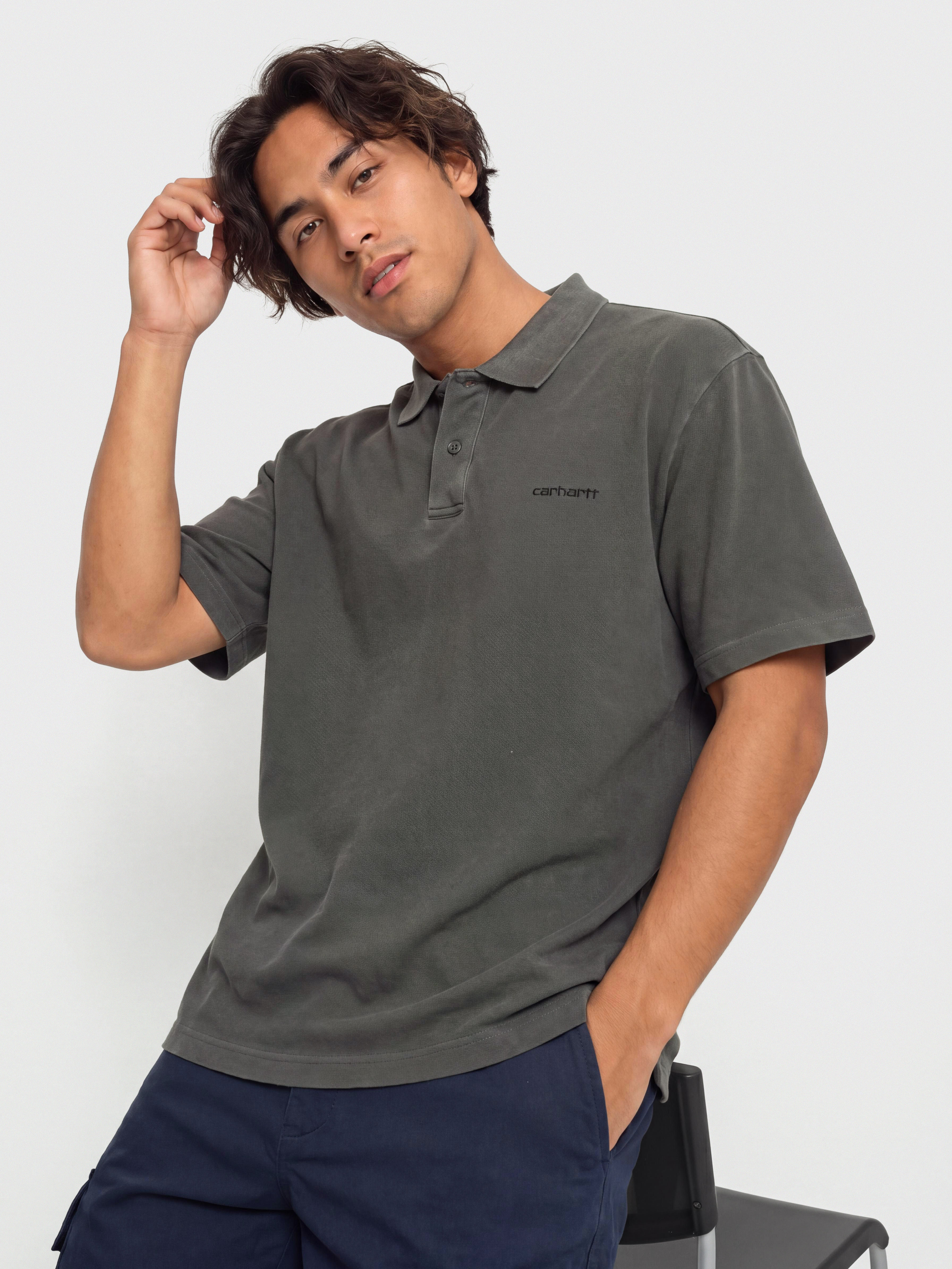 T-shirt Carhartt WIP Wayne Polo (black/garment dyed)