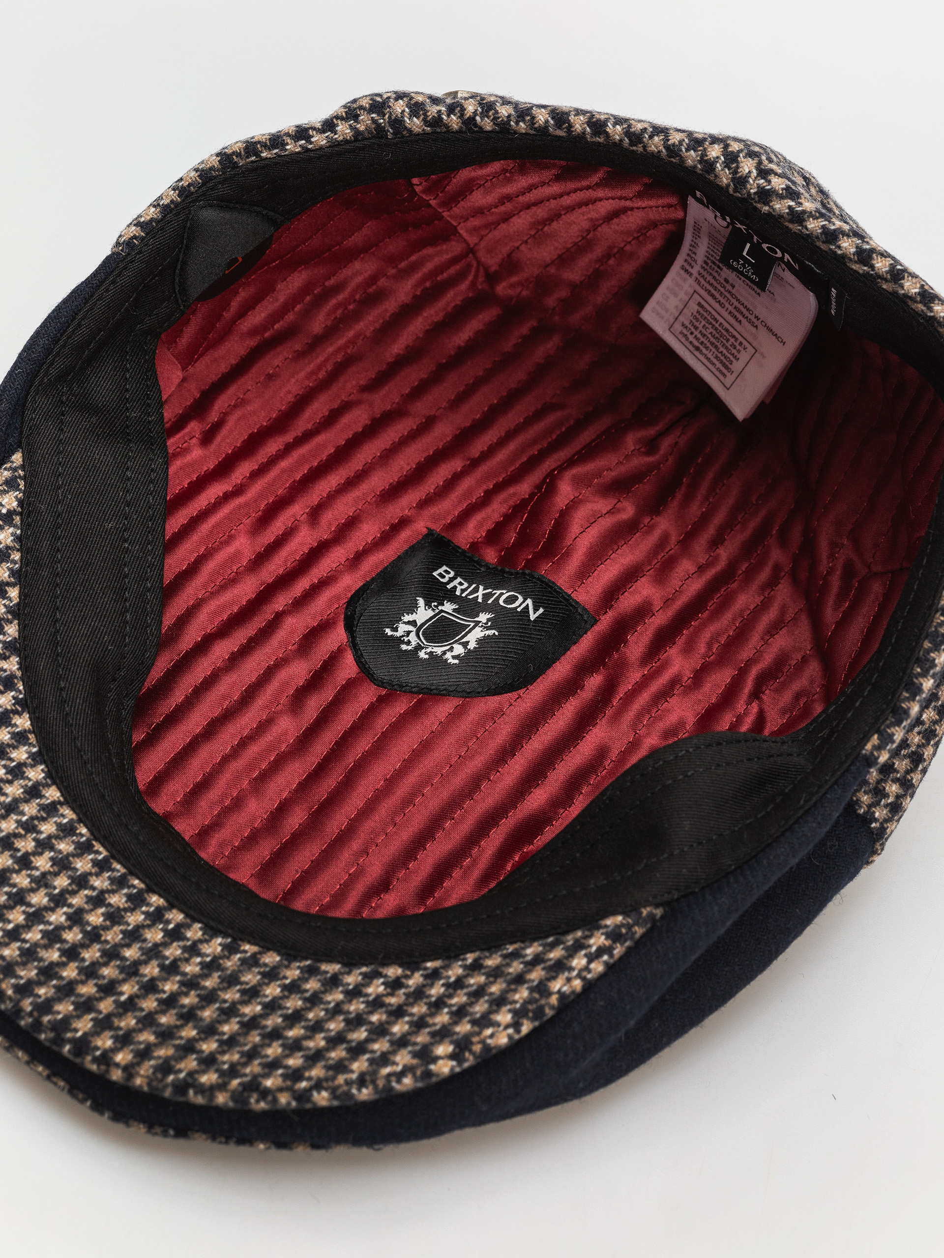 Kaszkiet Brixton Hooligan Snap Cap (navy/sand houndstooth)