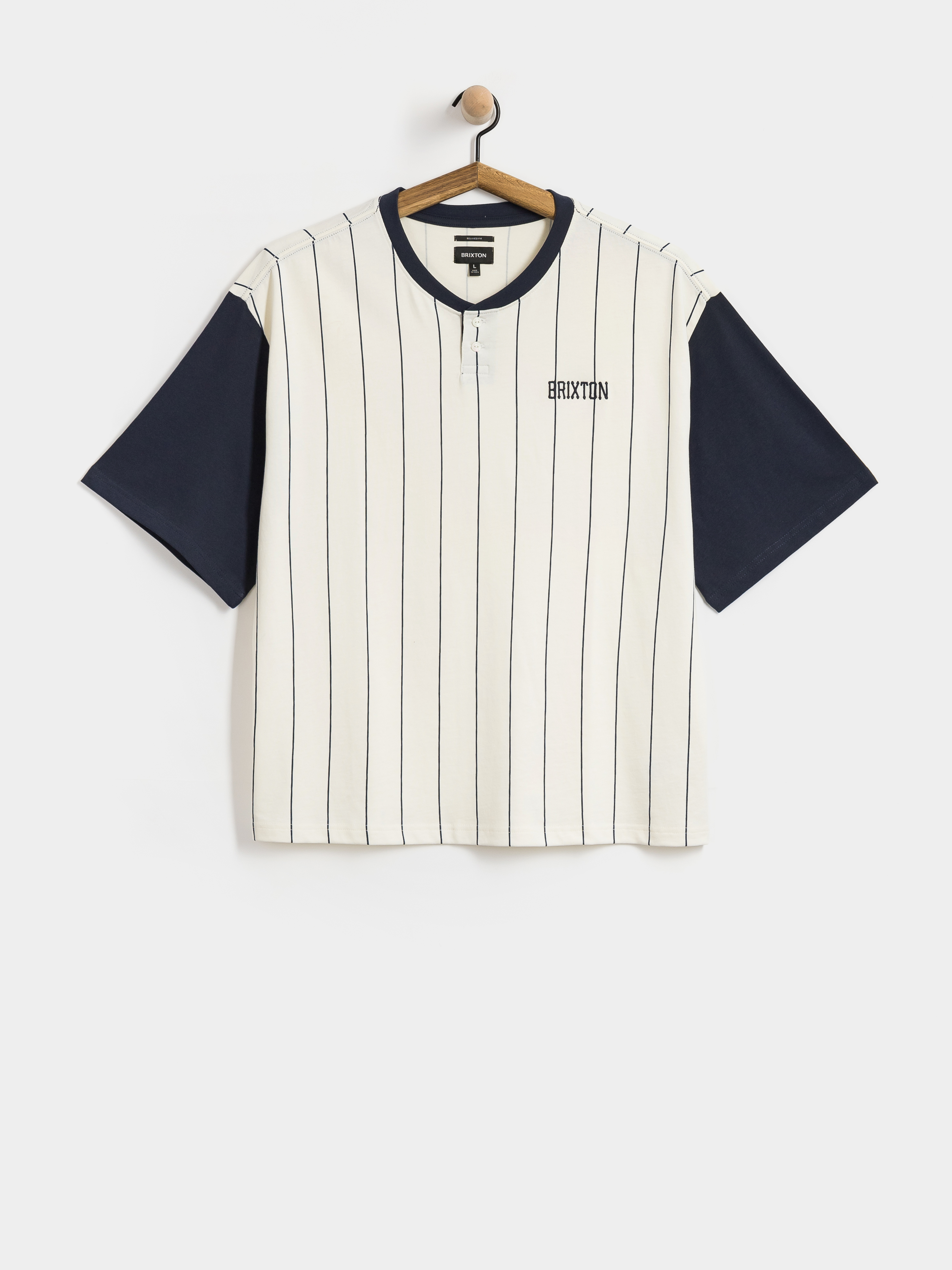 T-Shirt Brixton Boxy Baseball (off white stripe/washed navy)