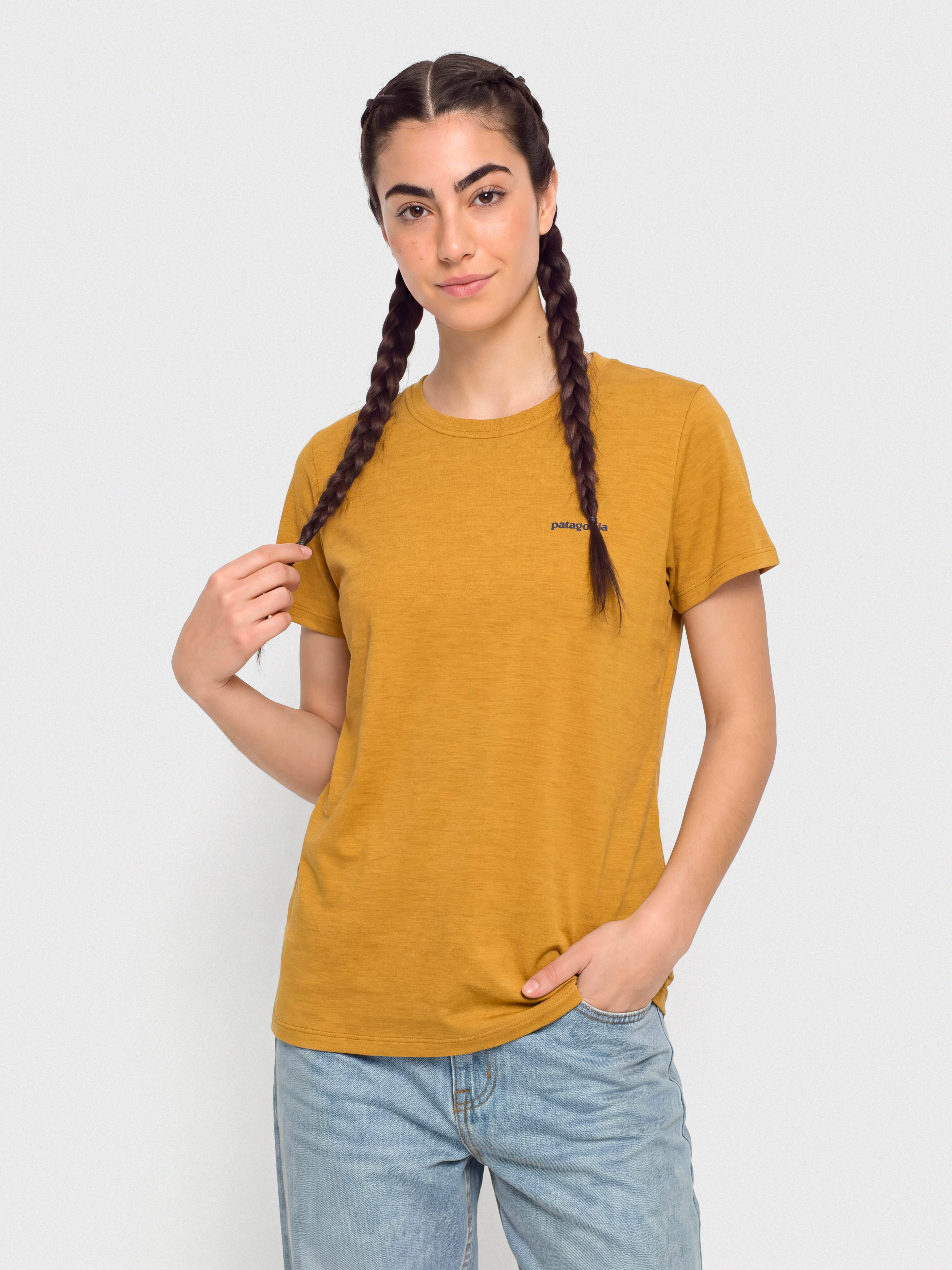 T-shirt Patagonia Cap Cool Daily Boardshort Logo Wmn (cinnamon brown dark cinnamon brown x dye)