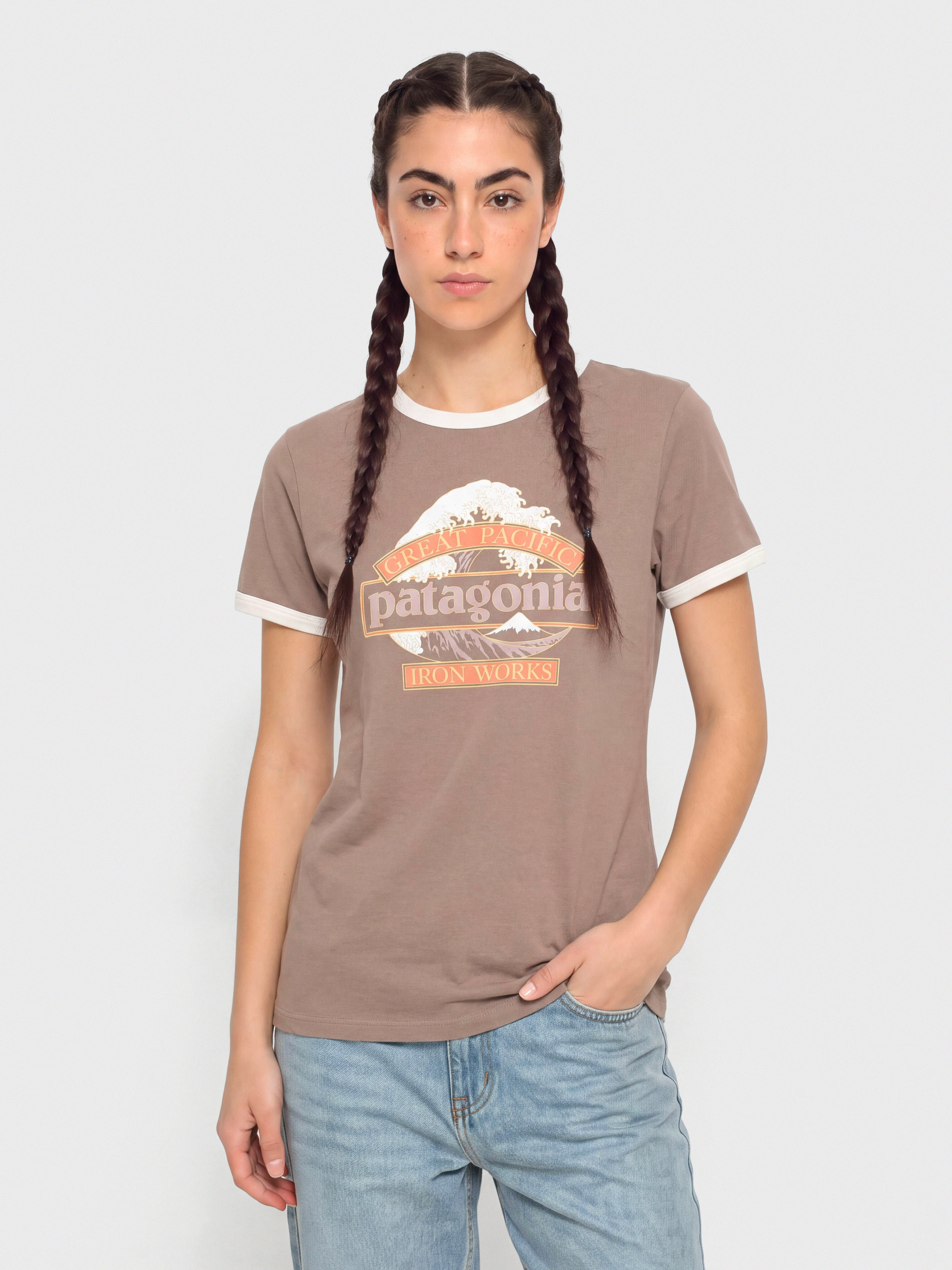 T-shirt Patagonia Great Waves Ringer Wmn (moonrise taupe)