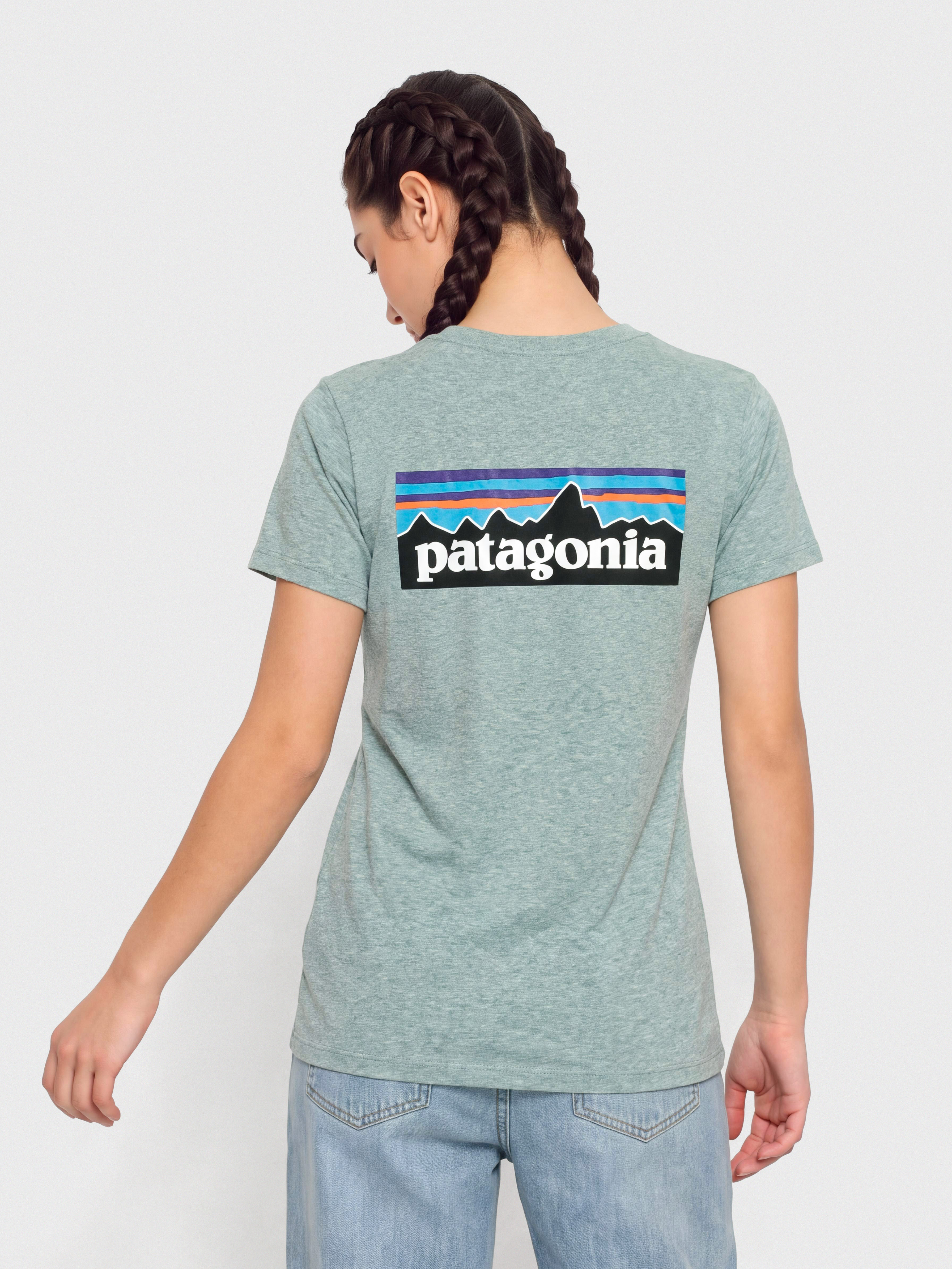T-shirt Patagonia P 6 Logo Responsibili Wmn (blue sage)