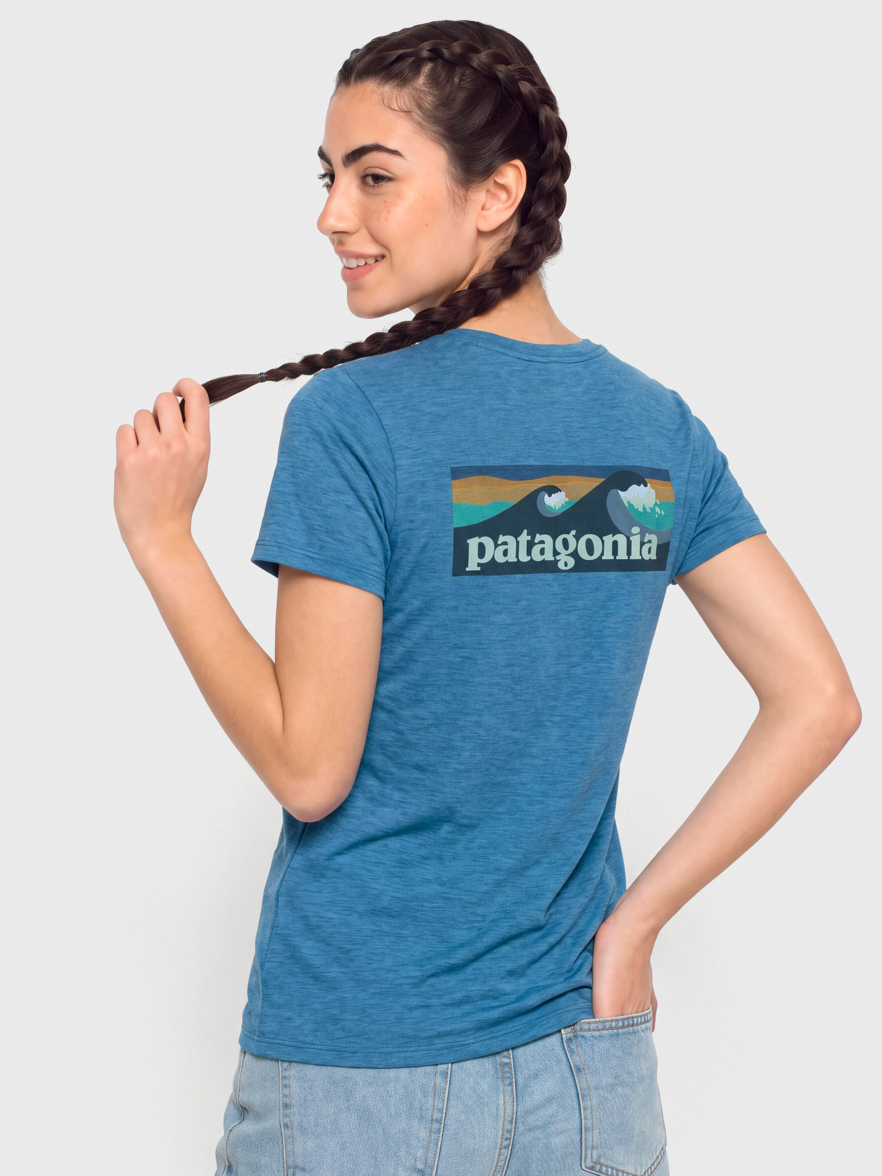 T-shirt Patagonia Cap Cool Daily Boardshort Logo Wmn (aquatic blue light aquatic blue x dye)