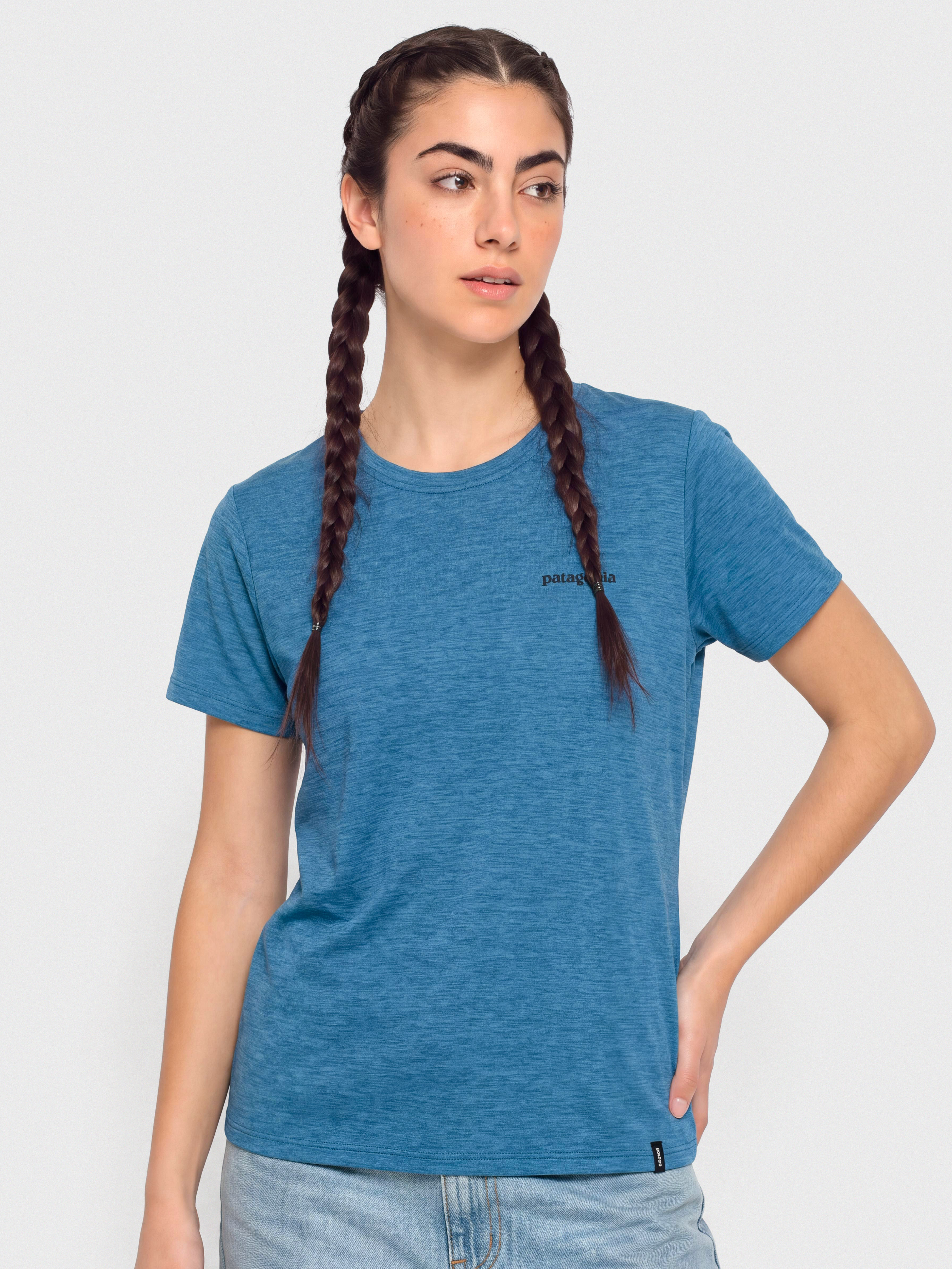 T-shirt Patagonia Cap Cool Daily Boardshort Logo Wmn (aquatic blue light aquatic blue x dye)