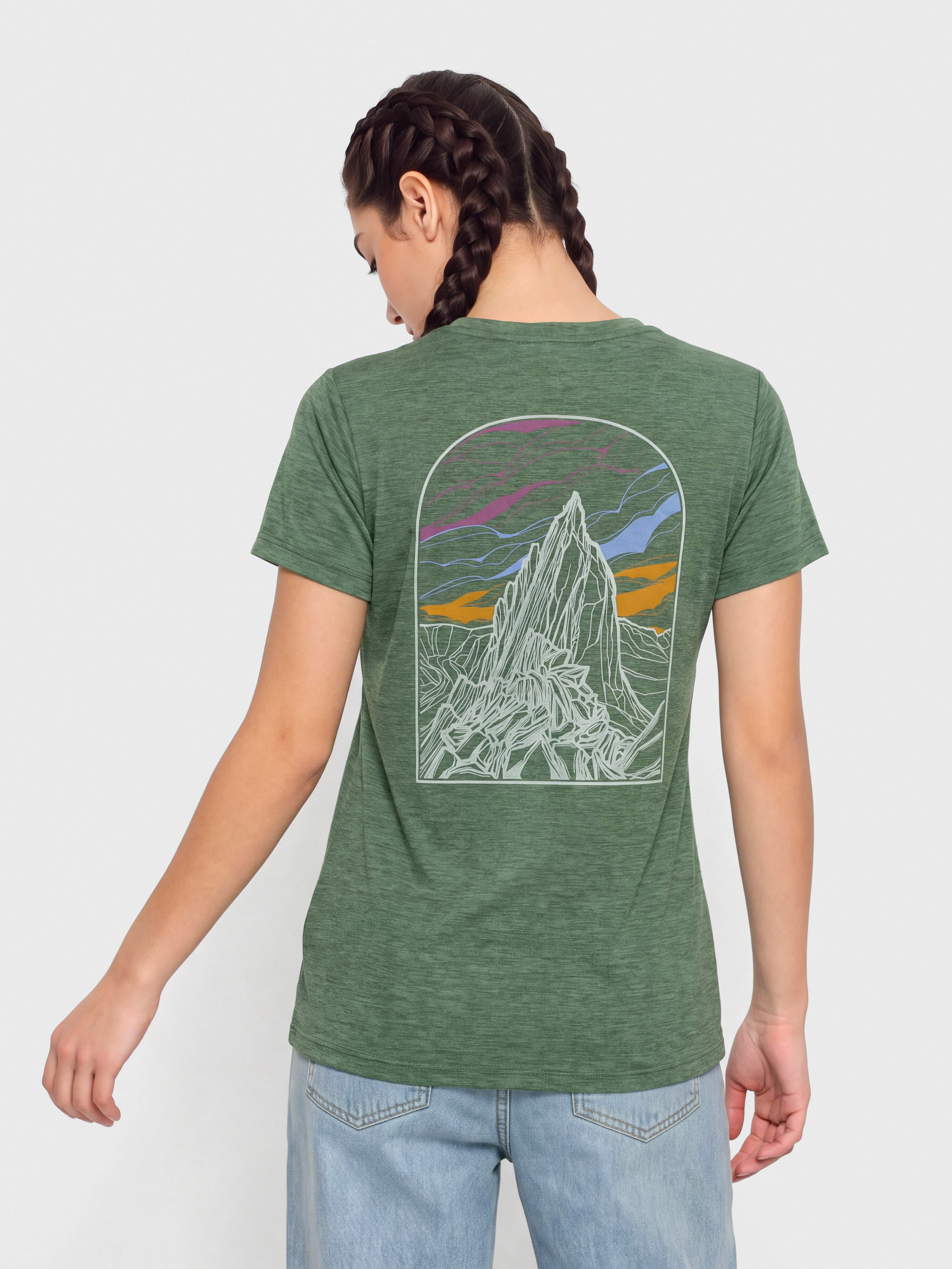 T-shirt Patagonia Cap Cool Daily Cloud Crag Wmn (canopy green light canopy green x dye)