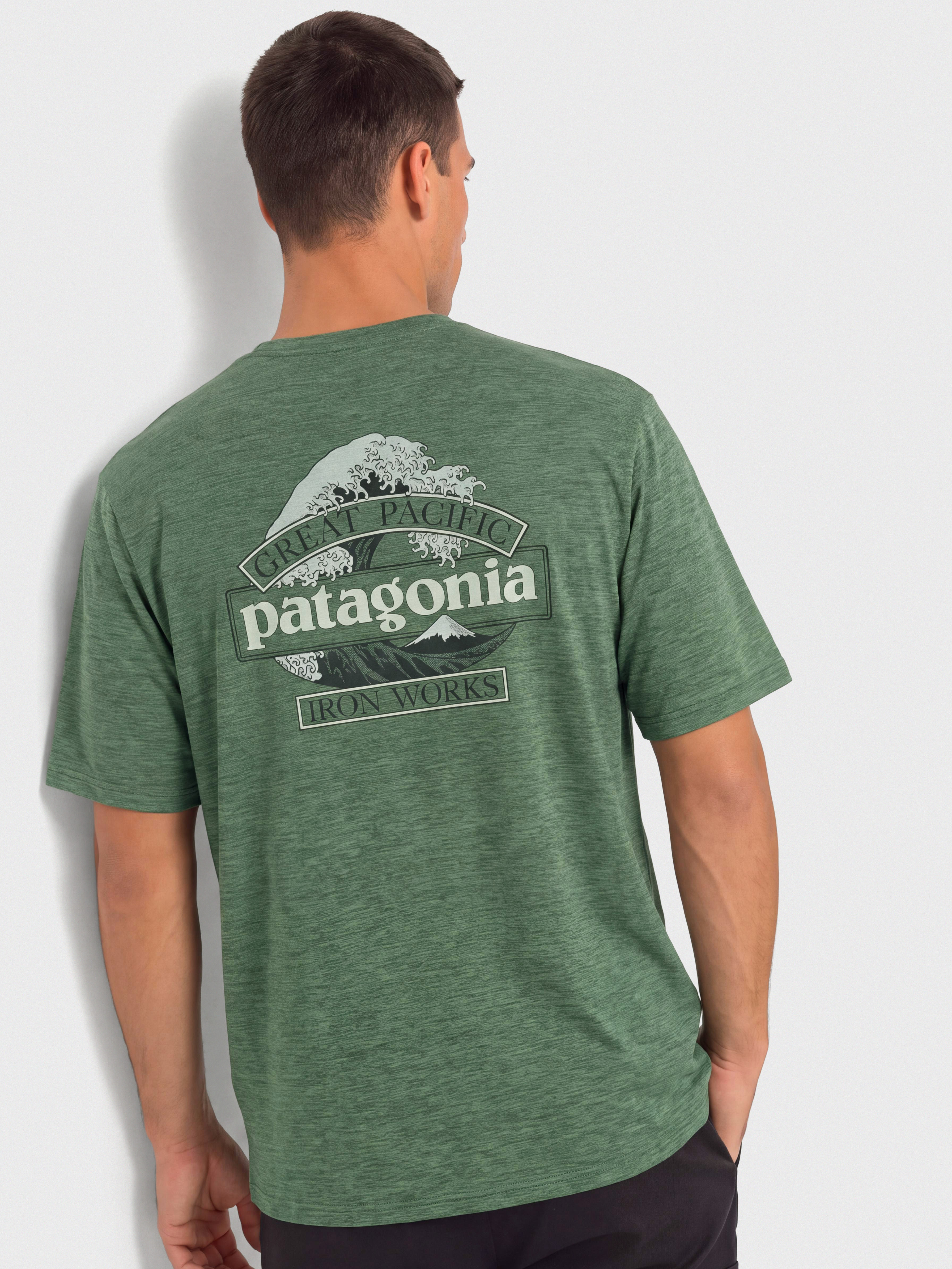 T-shirt Patagonia Cap Cool Daily Great Waves (canopy green light canopy green x dye)