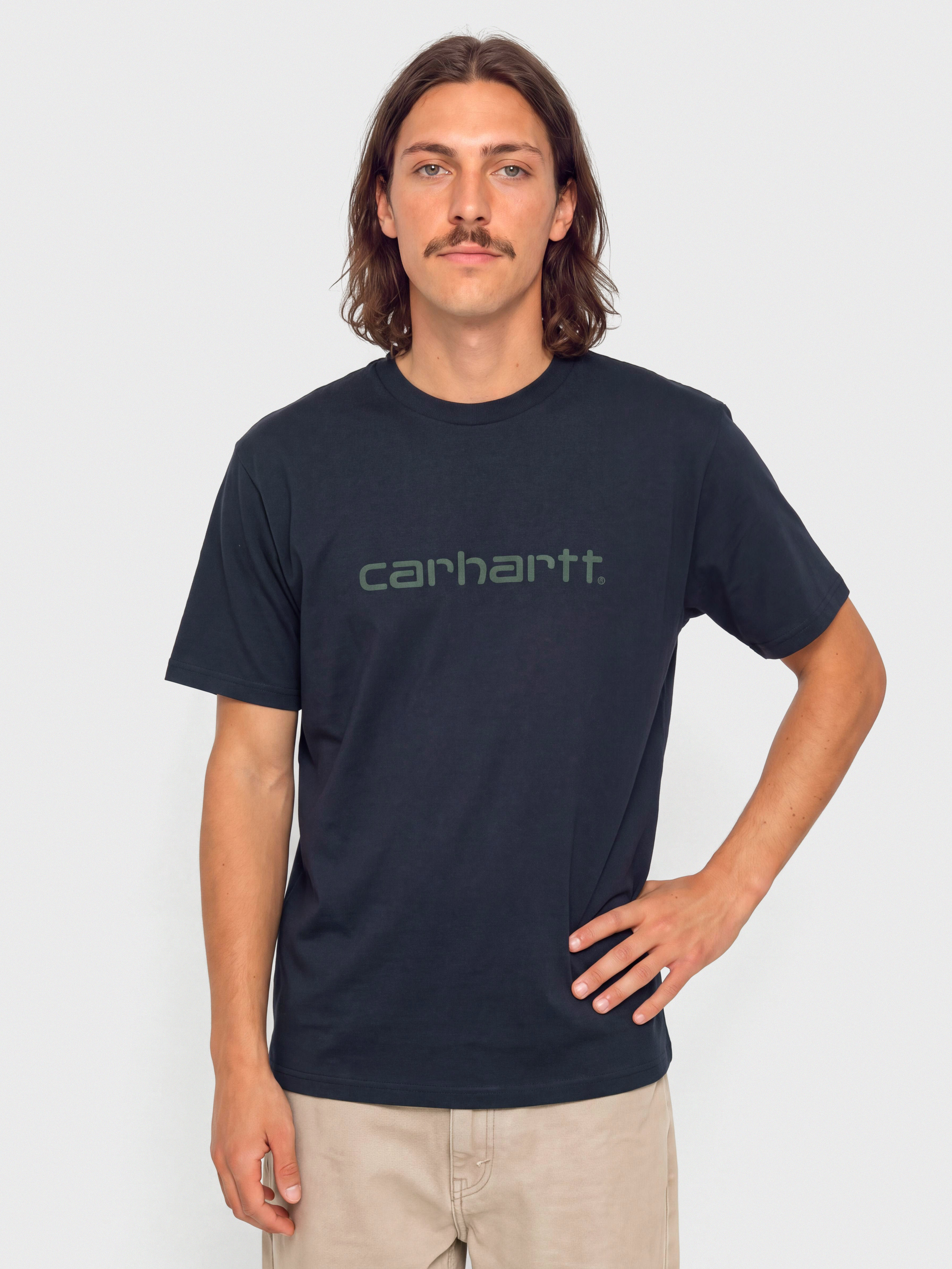 T-shirt Carhartt WIP Script (dark navy/dark scarab)