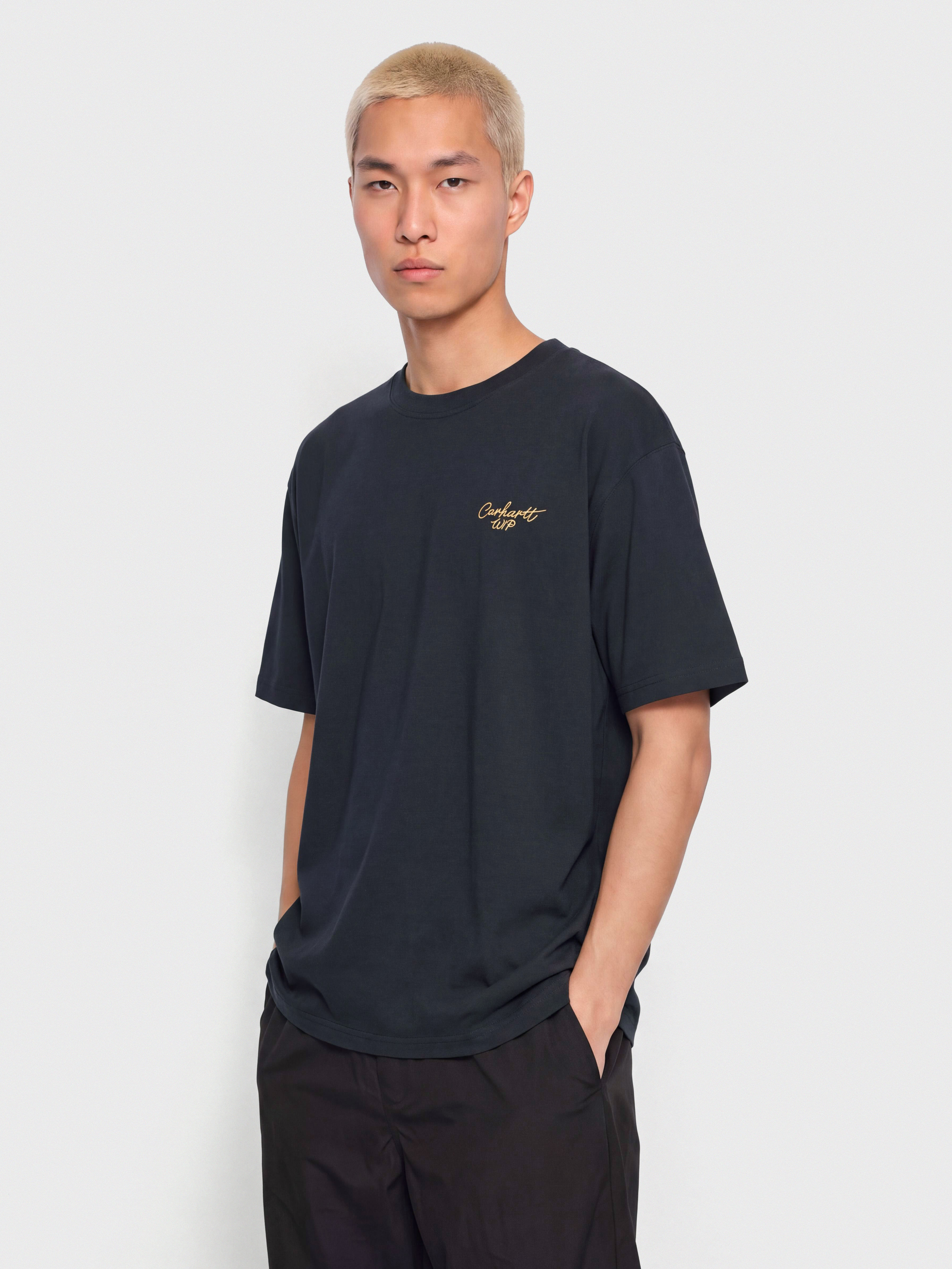 T-shirt Carhartt WIP Signature Script (dark navy/wip dusty h)