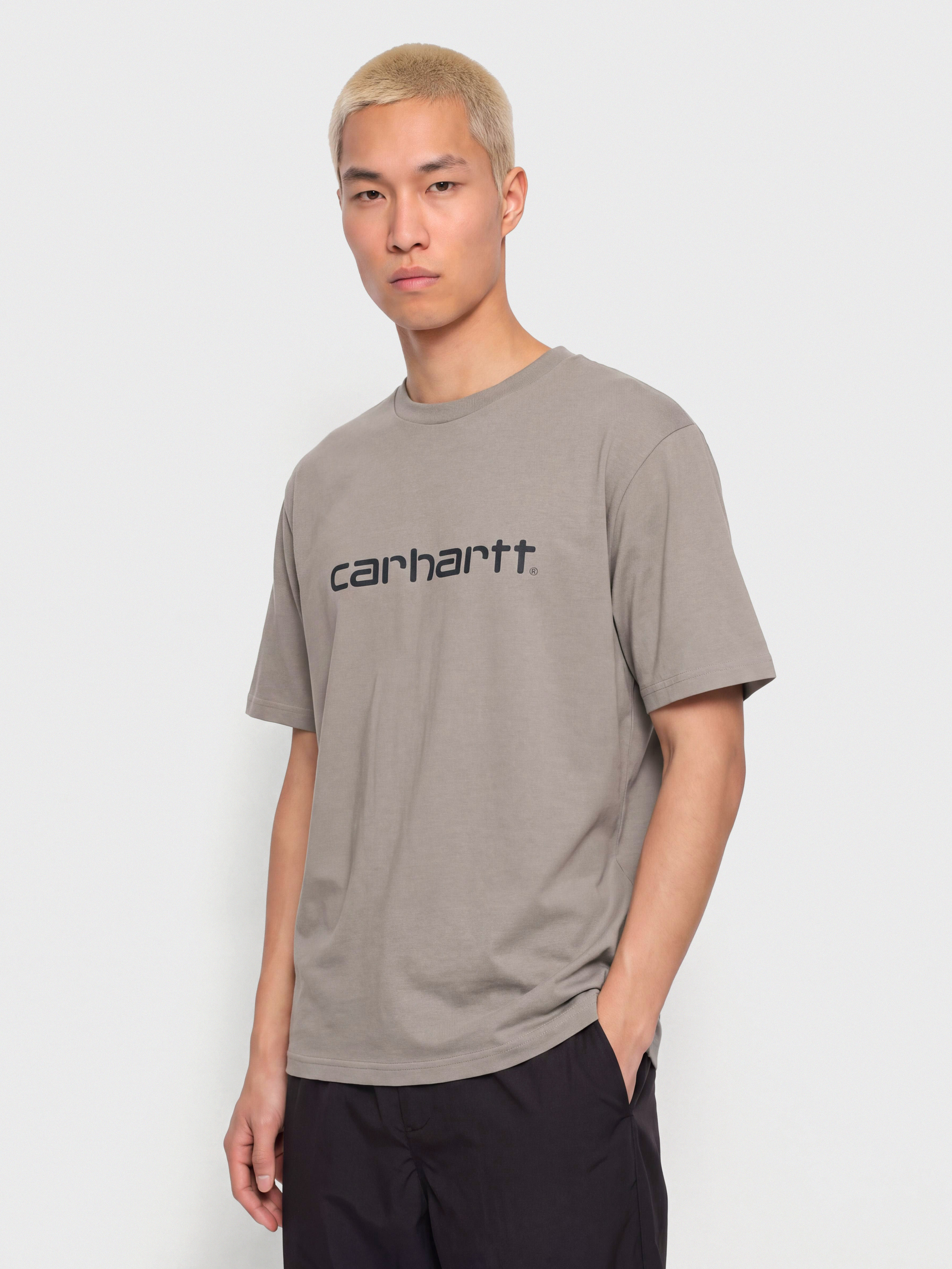 T-shirt Carhartt WIP Script (shady grey/dark navy)