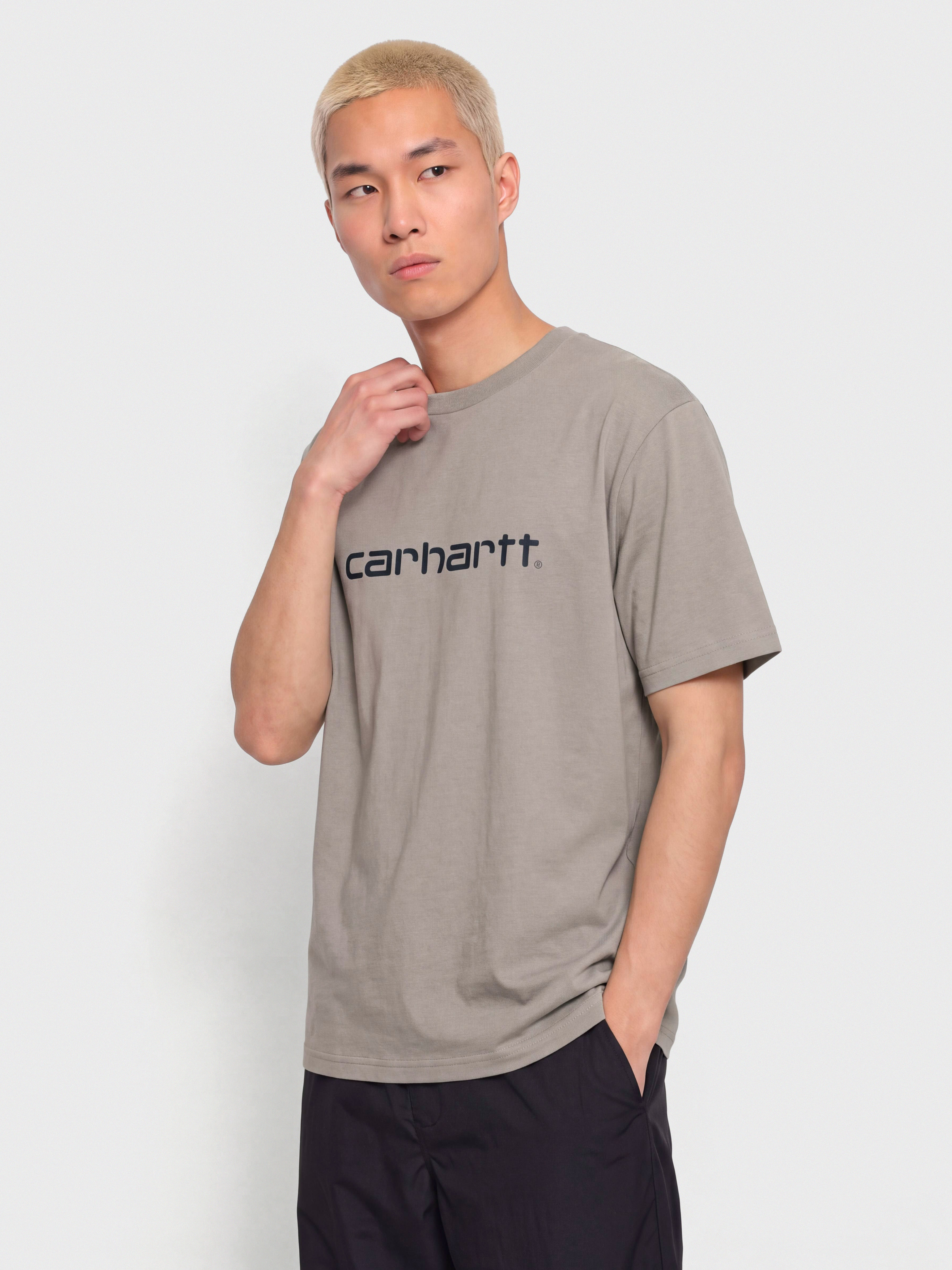 T-shirt Carhartt WIP Script (shady grey/dark navy)
