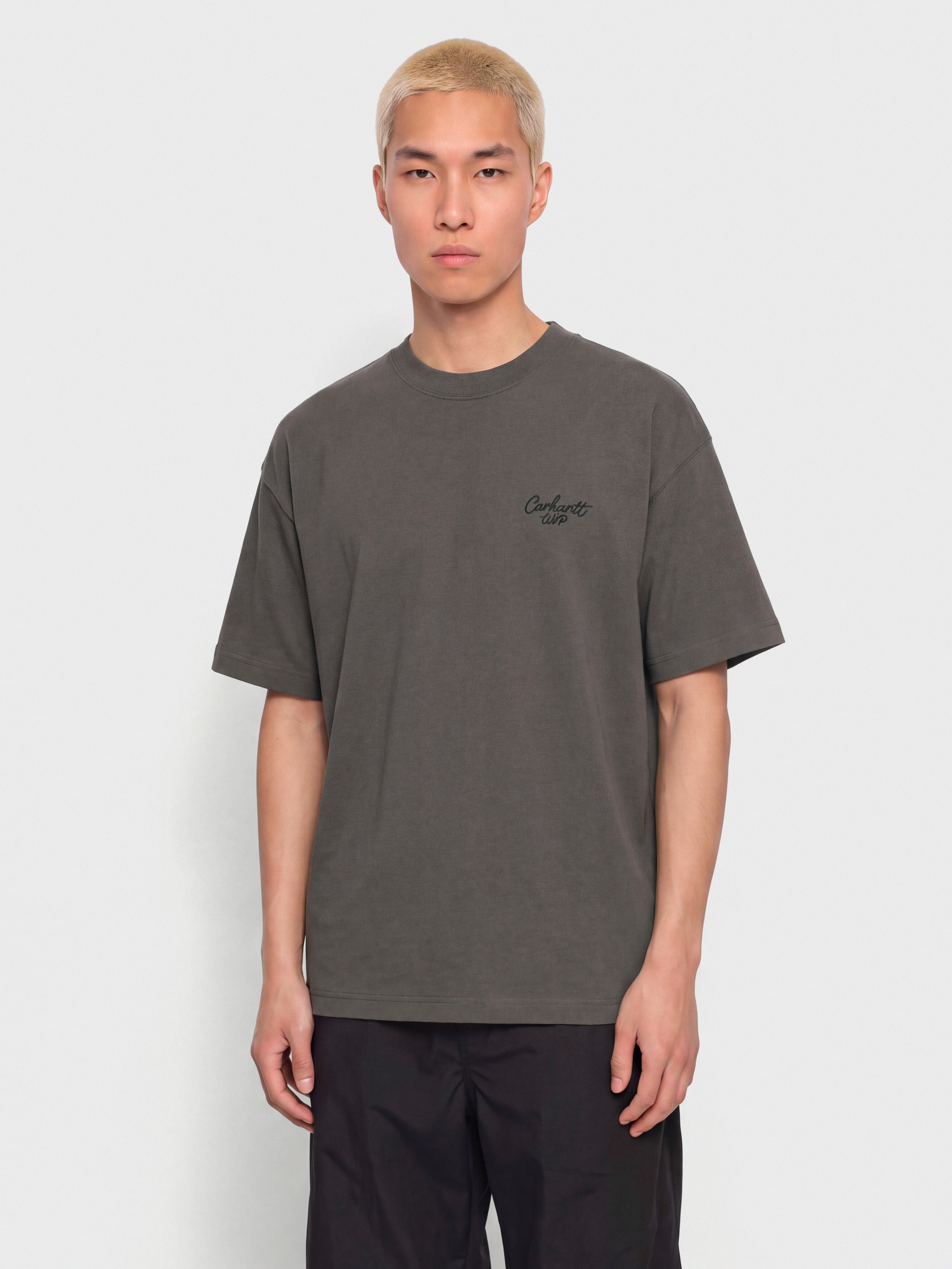 T-shirt Carhartt WIP Signature Script (graphite/dark scarab)