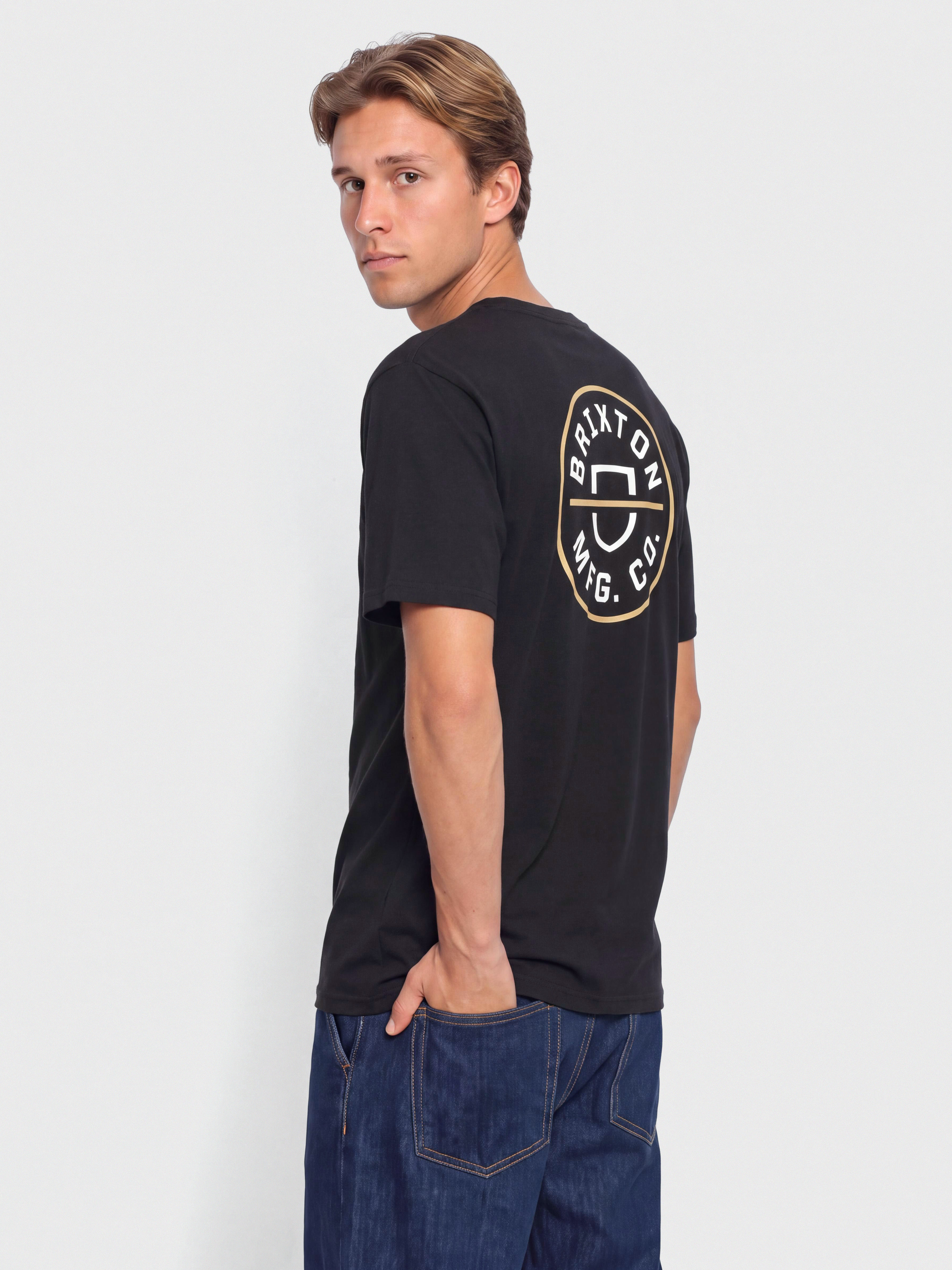 T-shirt Brixton Oath V Stt (black/off white/copper)