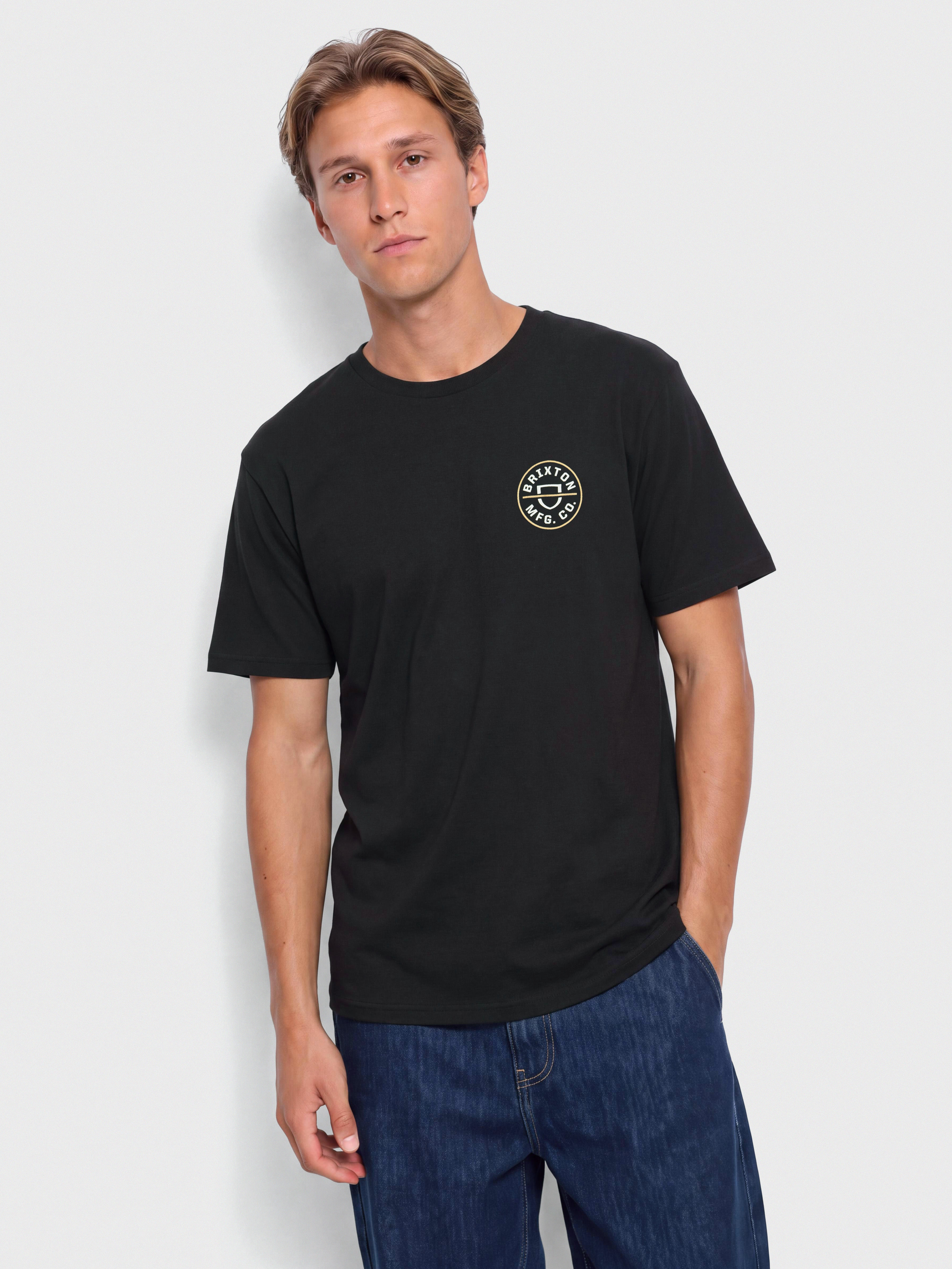 T-shirt Brixton Oath V Stt (black/off white/copper)