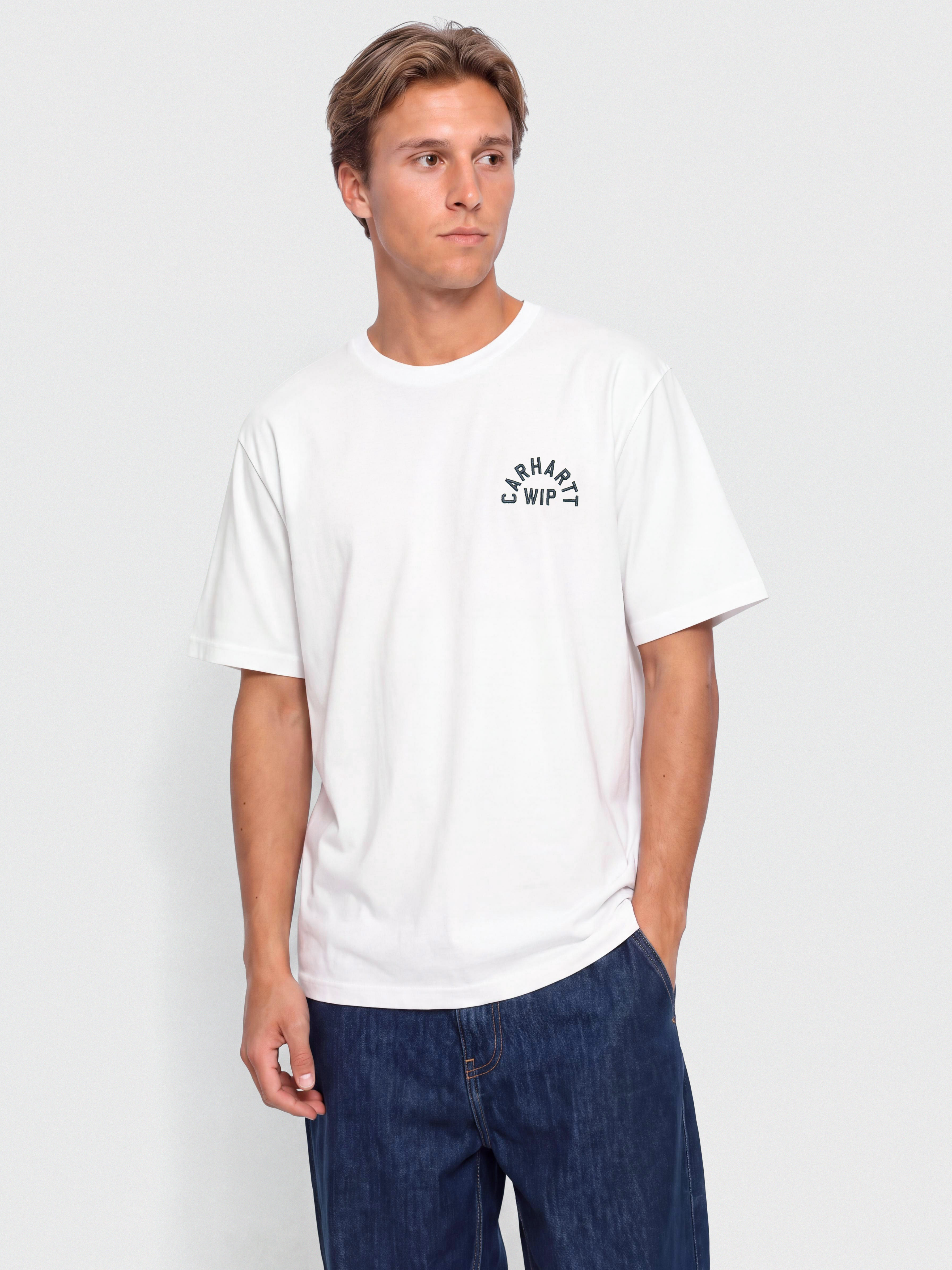 T-shirt Carhartt WIP Arch Script (white/dark navy)