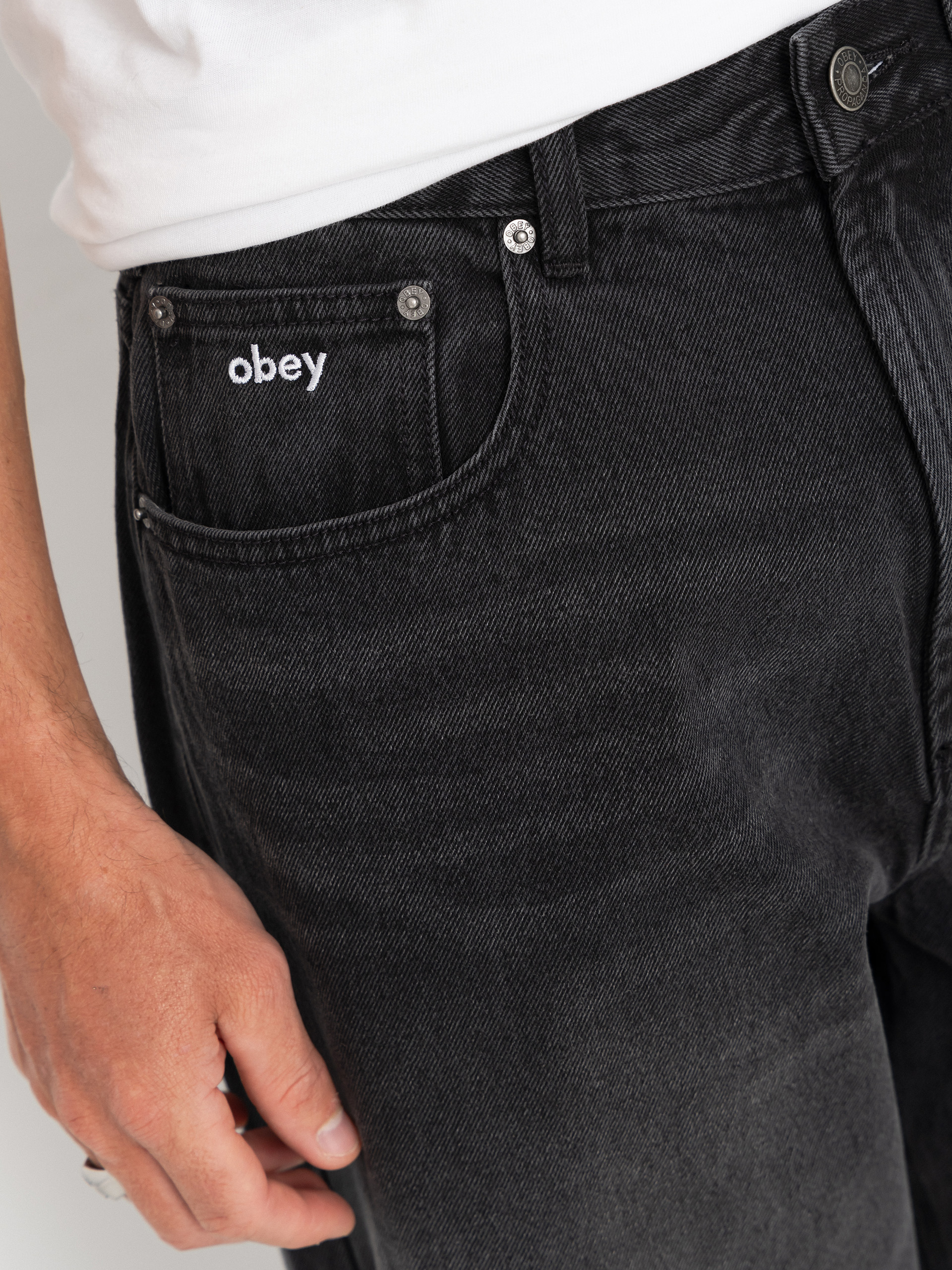 Spodnie OBEY Bigwig Baggy Denim (heavy vintage black)