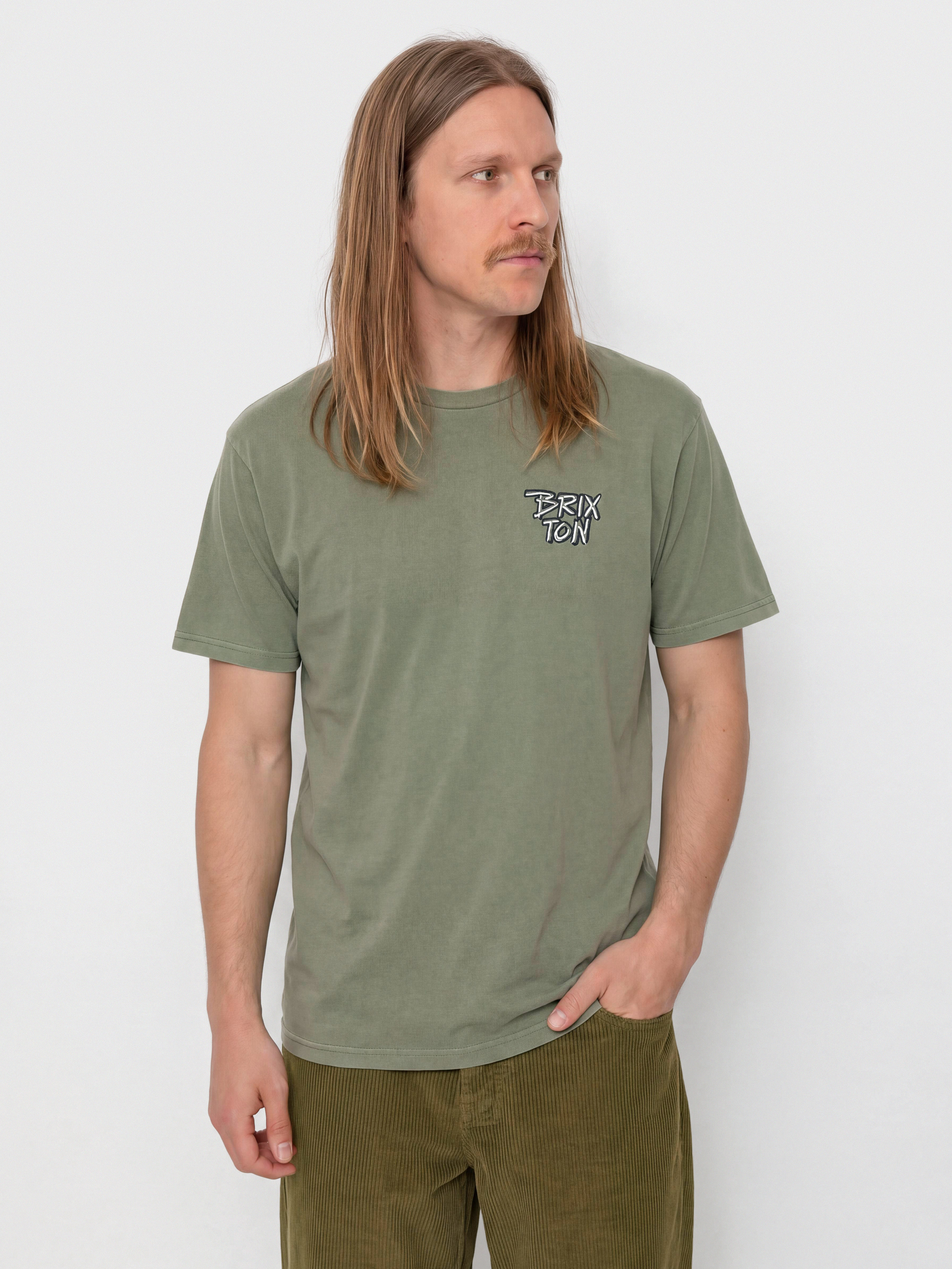 T-shirt Brixton Rockton Stnd (olive surplus worn wash)