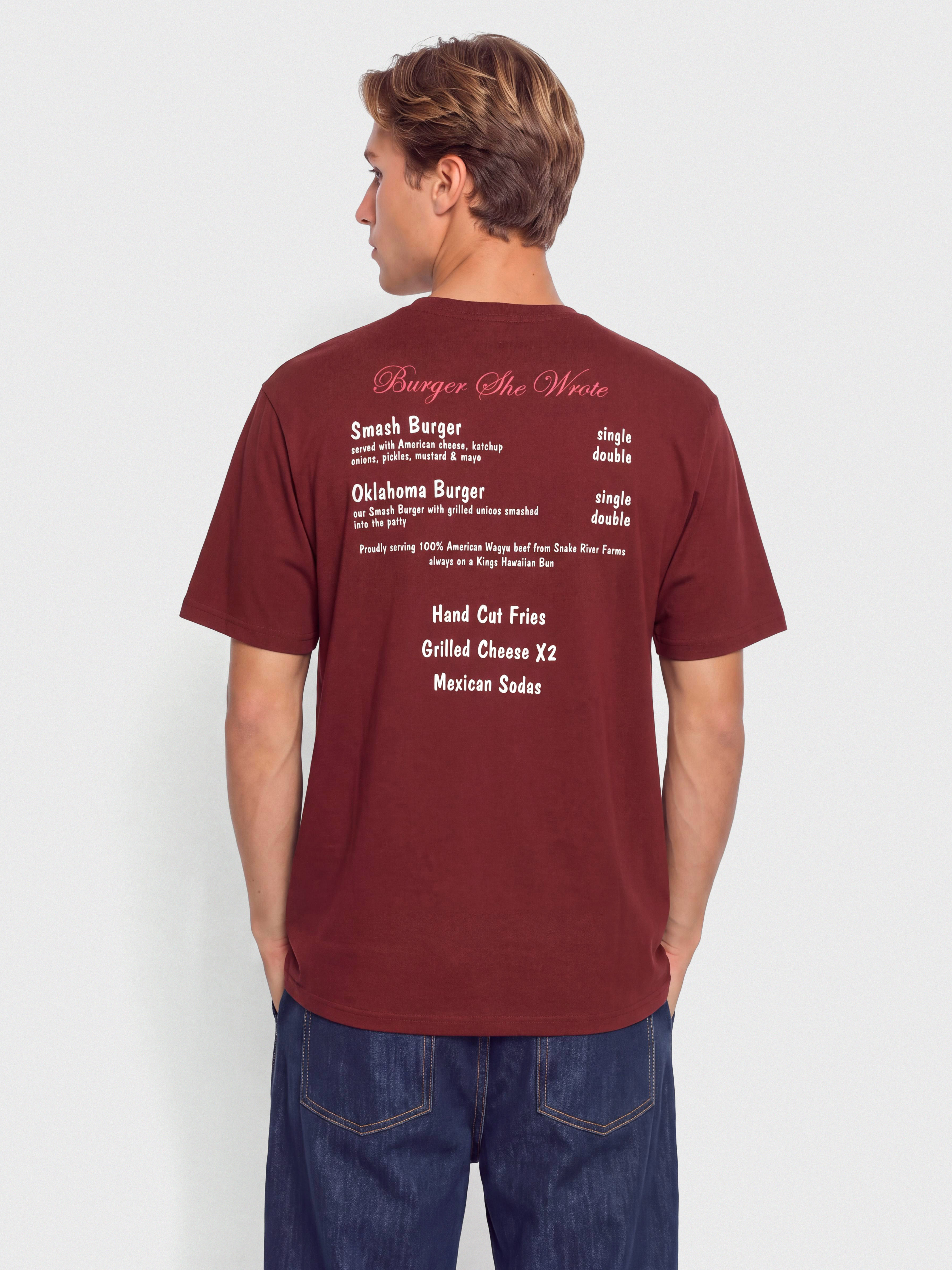 T-shirt Brixton Burger She Wrote Pocket (burgundy)