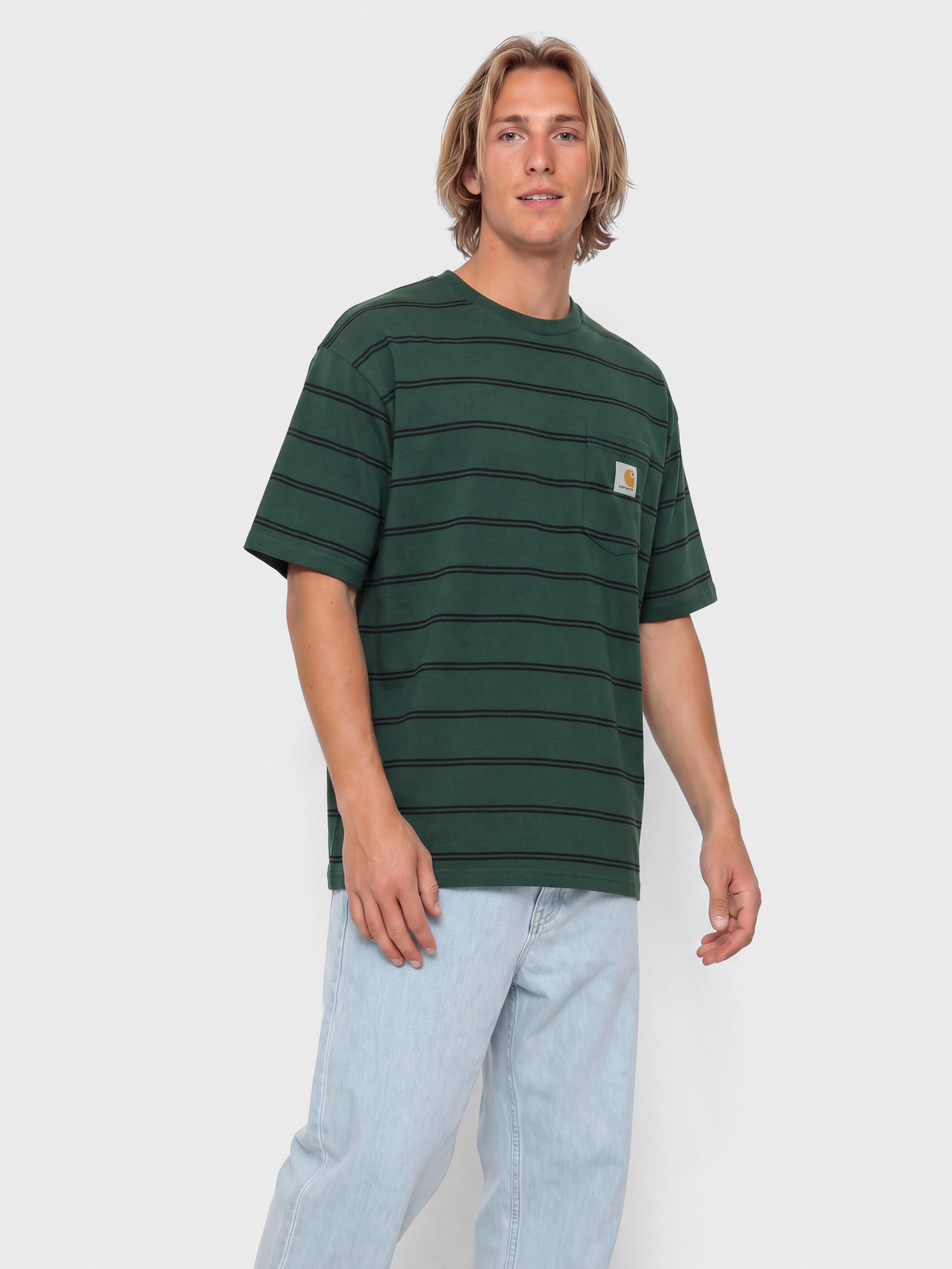 T-shirt Carhartt WIP Cardona Pocket (cardona stripe natural/dark scarab/garment dyed)