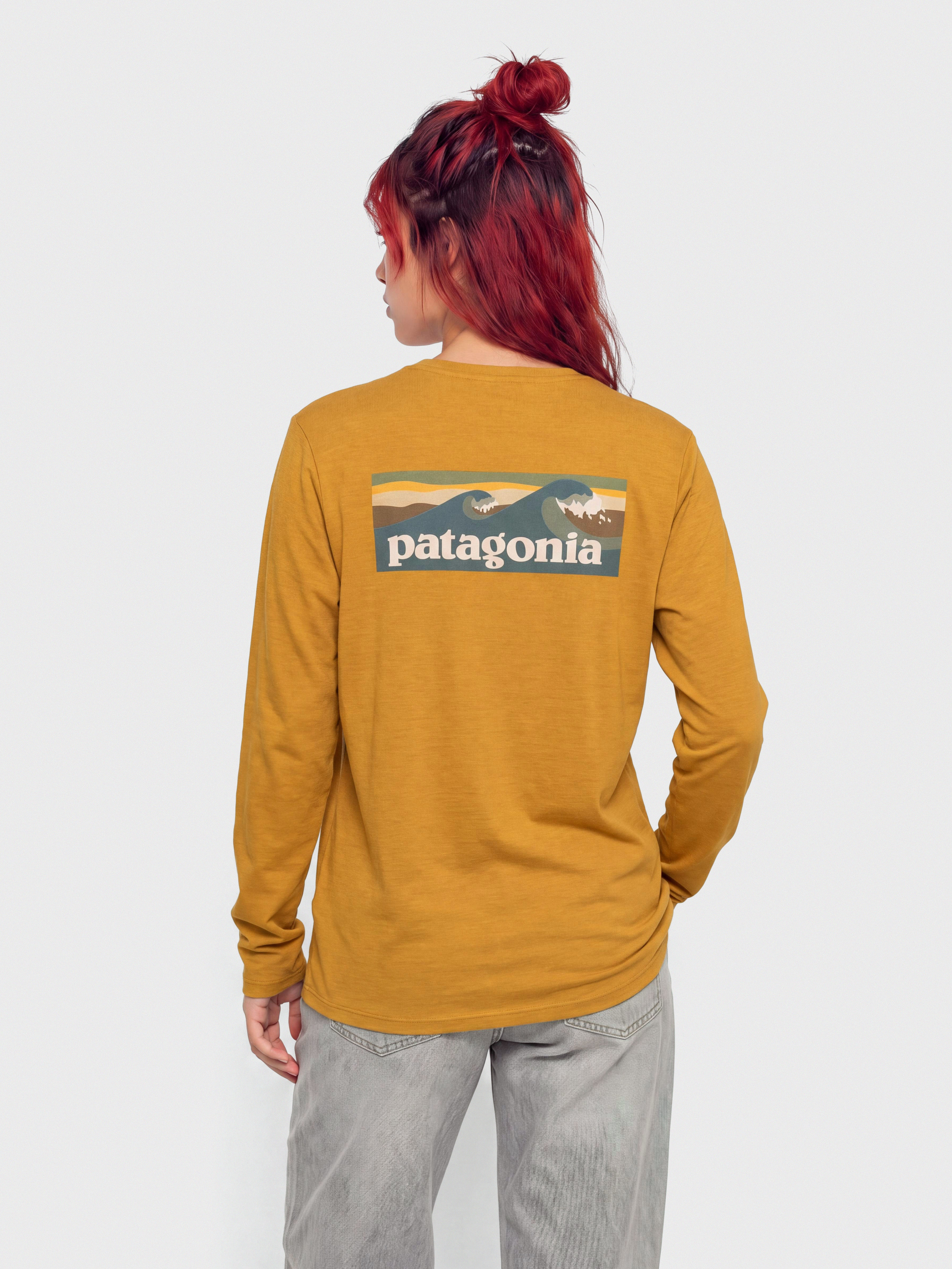 Longsleeve Patagonia Cap Cool Daily Boardshort Logo Wmn (cinnamon brown dark cinnamon brown x dye)