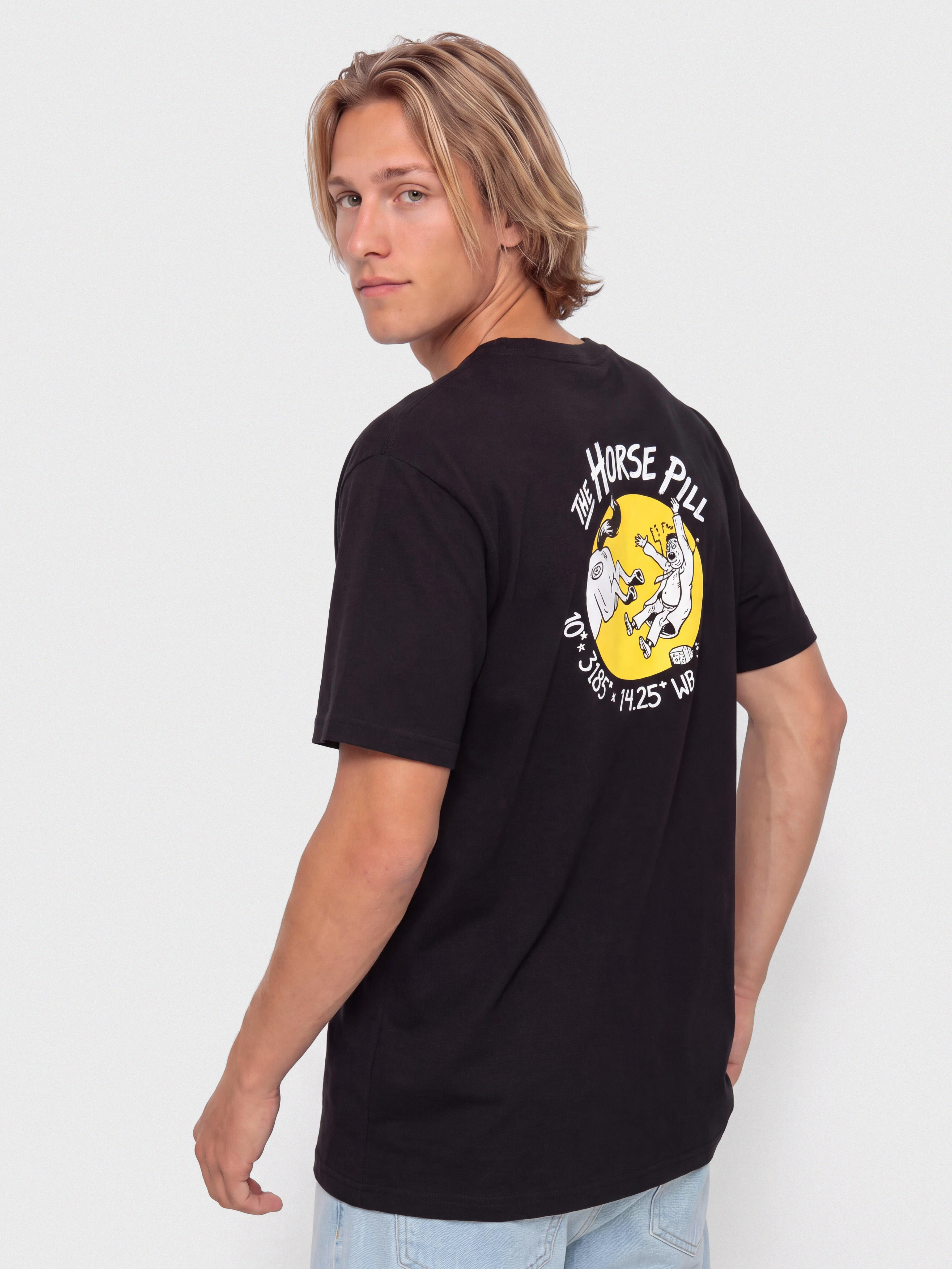 T-shirt Antihero Horse Pill (black w/yellow&white prints)