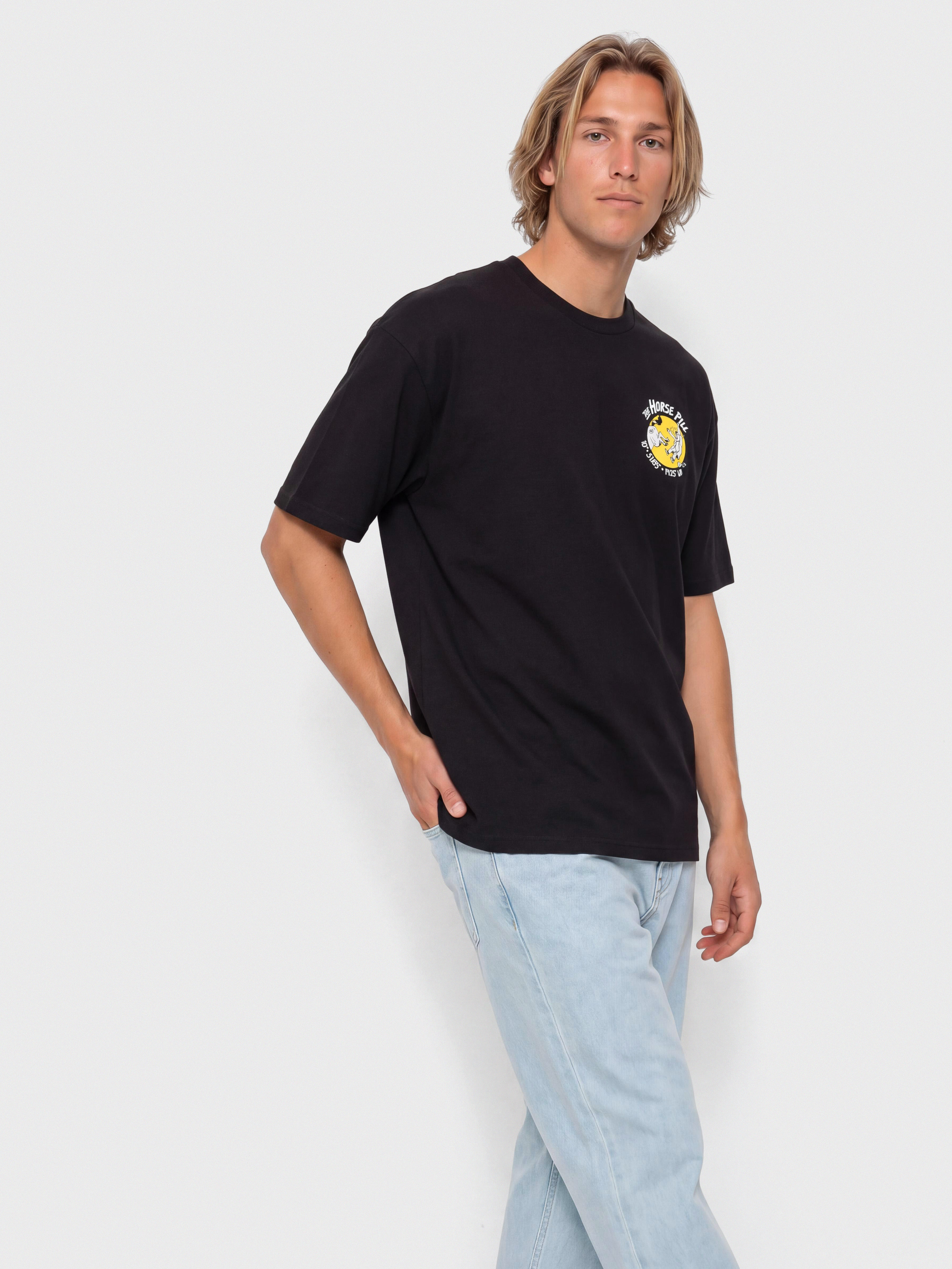 T-shirt Antihero Horse Pill (black w/yellow&white prints)