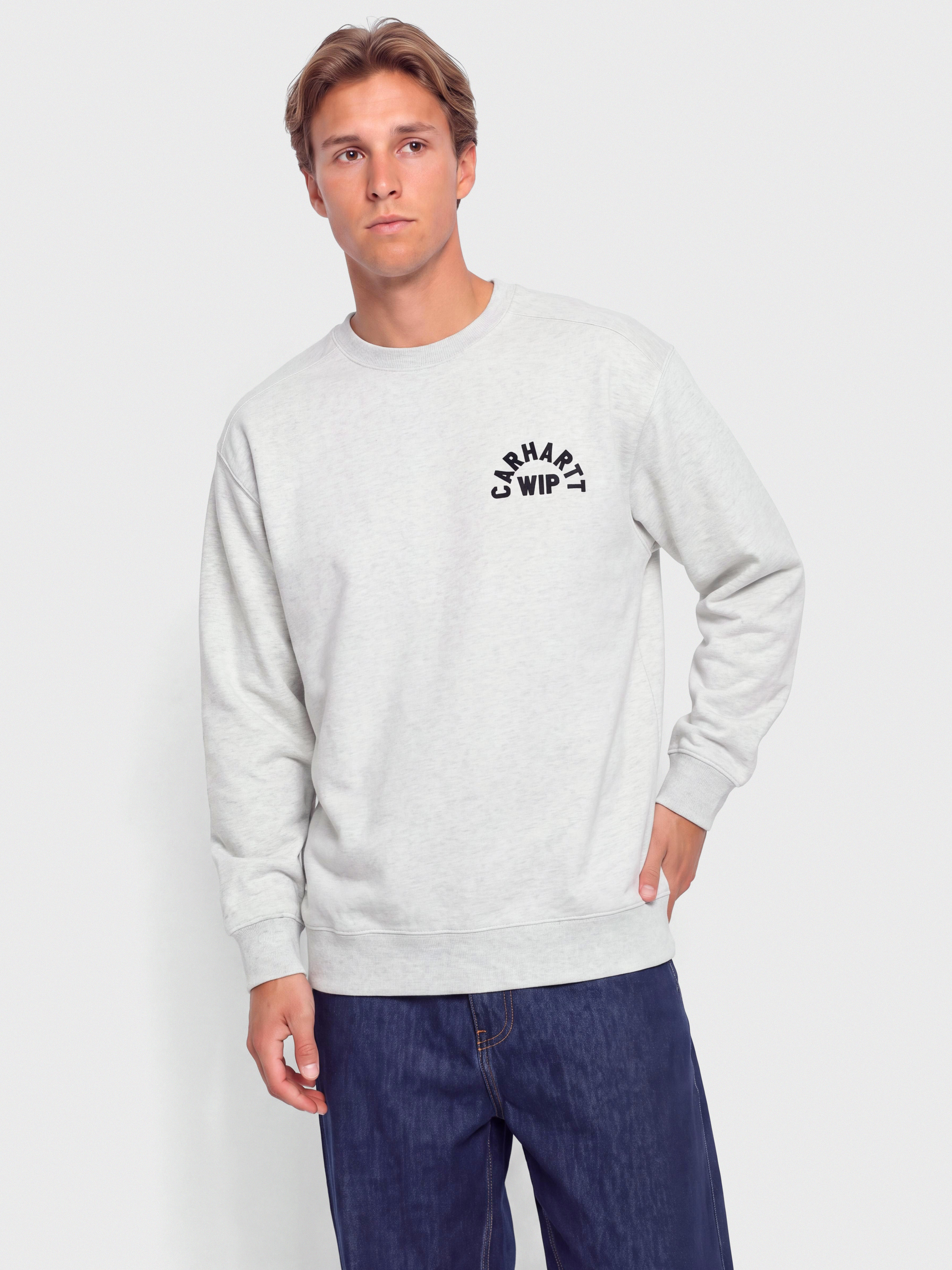 Bluza Carhartt WIP Arch Script (ash heather/dark navy/stone washed)