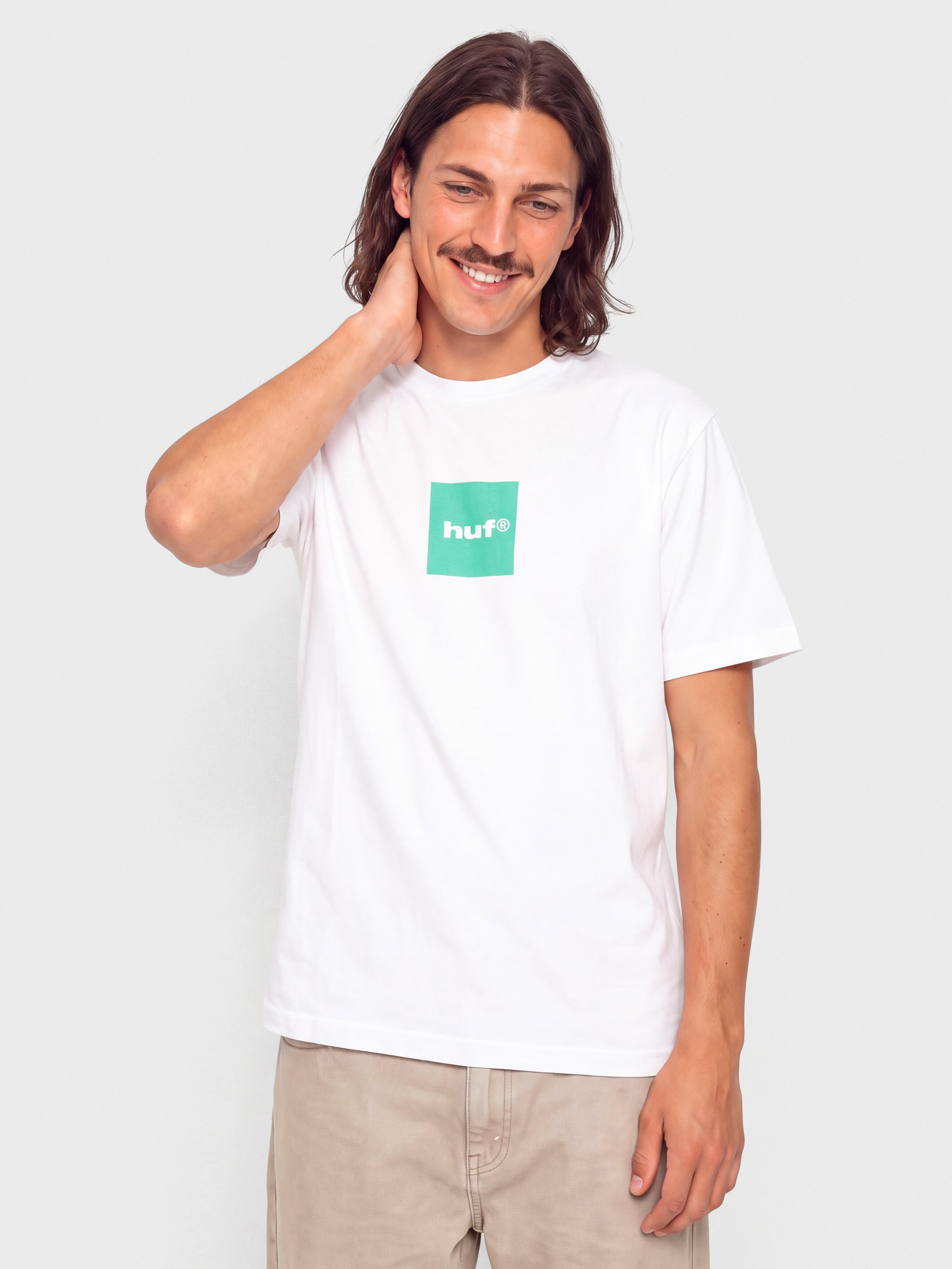 T-shirt HUF Box Logo (white teal)