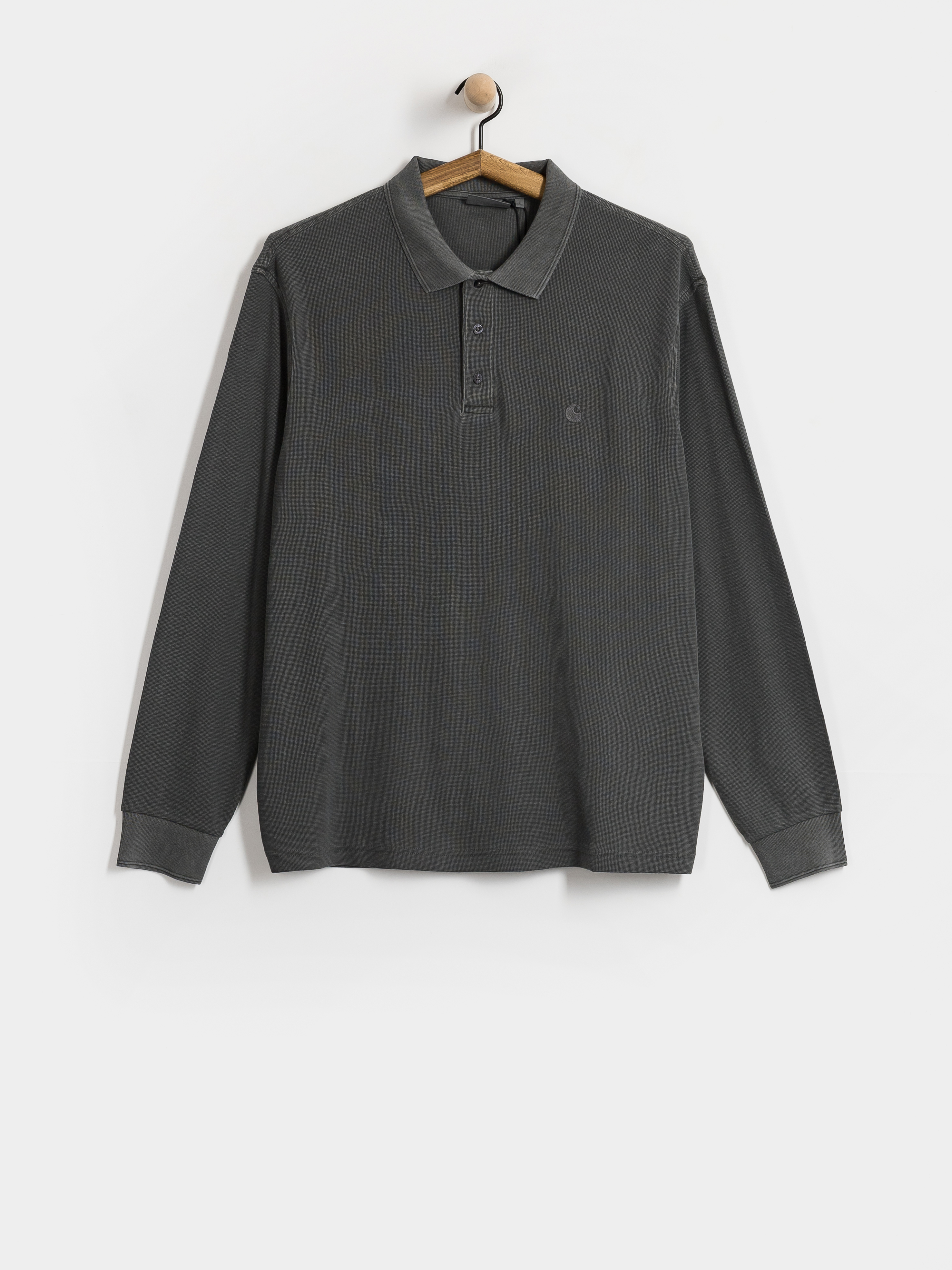 Longsleeve Carhartt WIP Waffle Rugby (black/garment dyed)