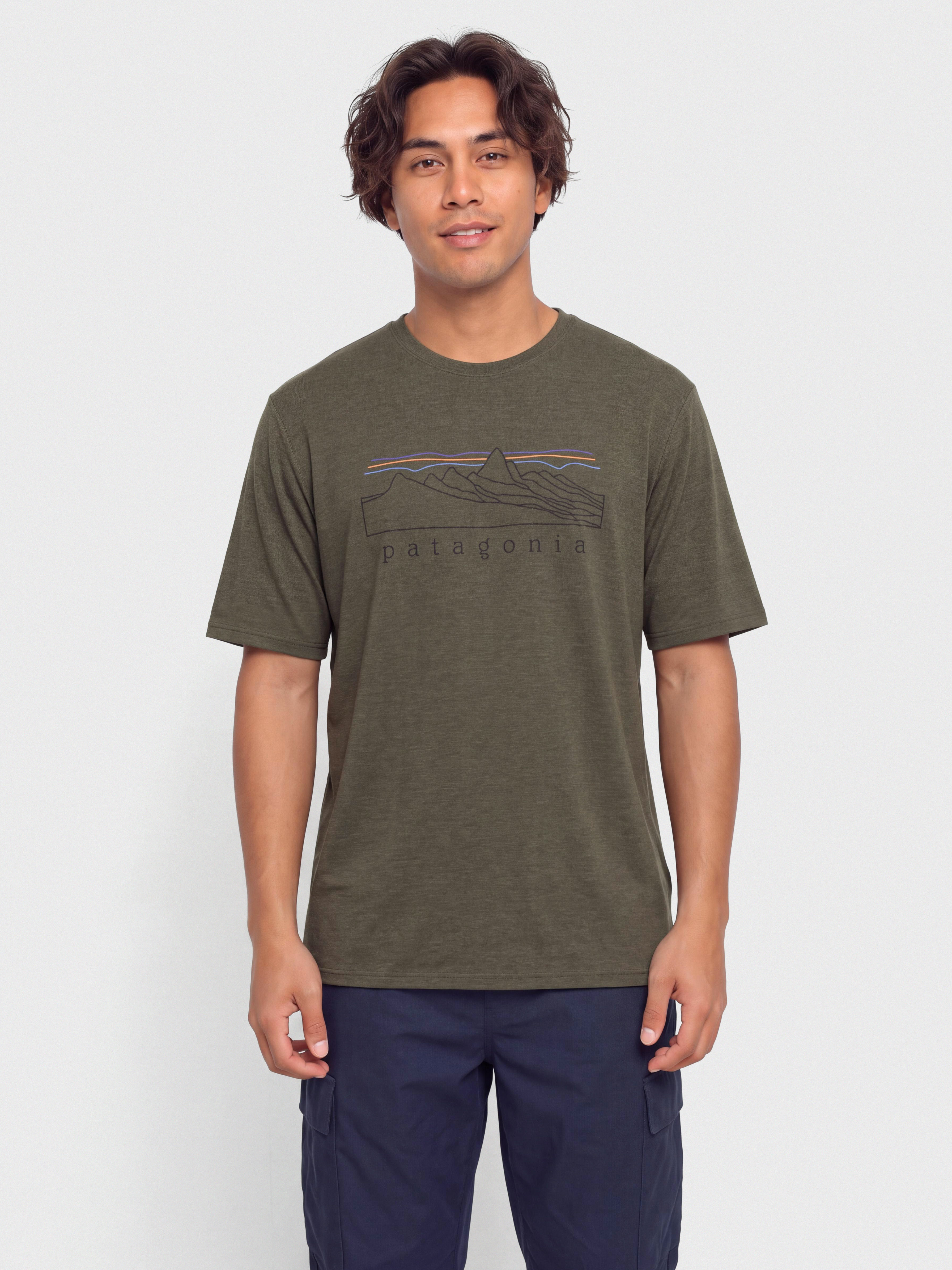 T-shirt Patagonia Cap Cool Trail Stratapeaks (basin green)