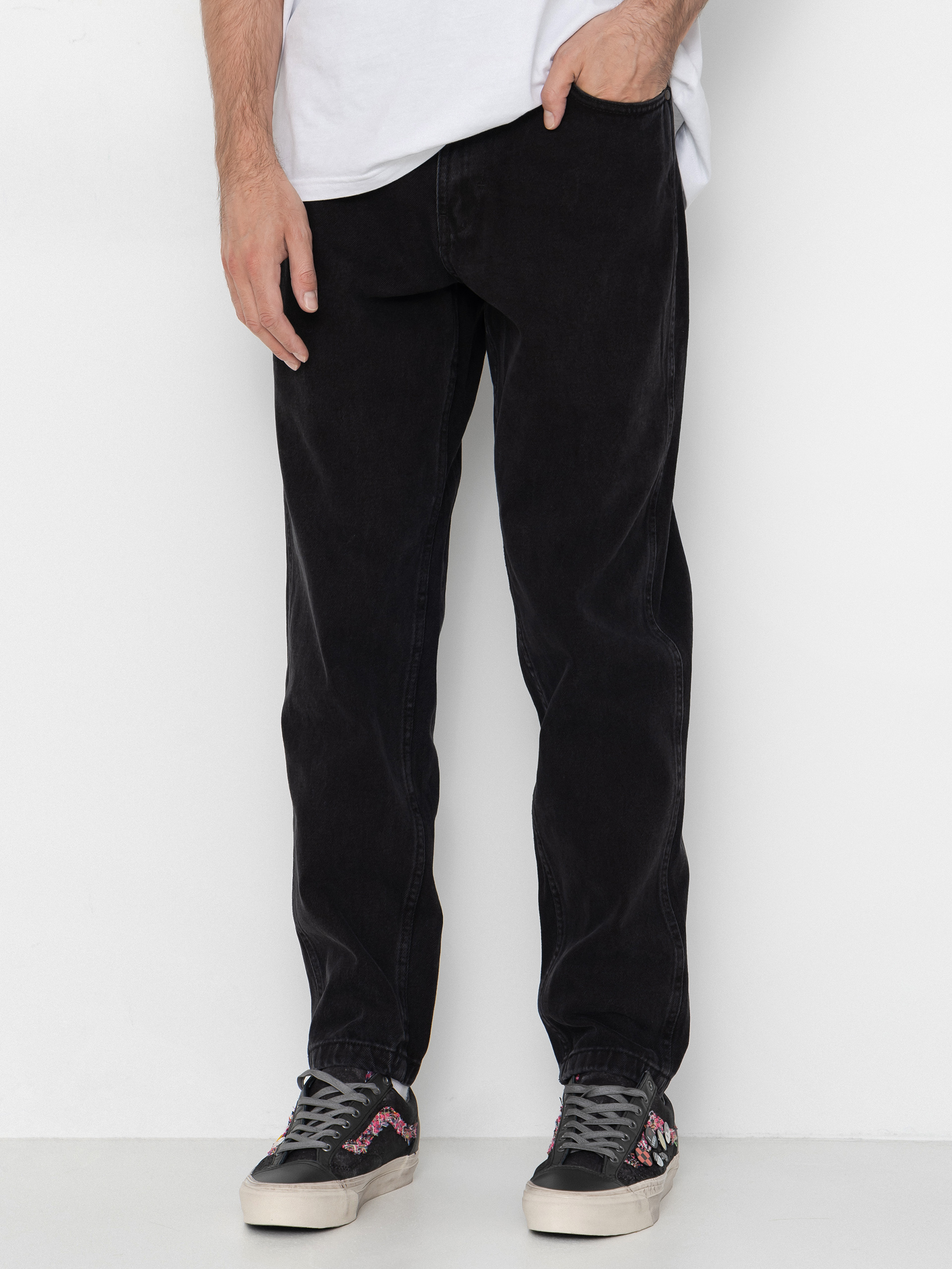 Spodnie Karl Kani Small Signature Tapered Five Pocket Denim (black)