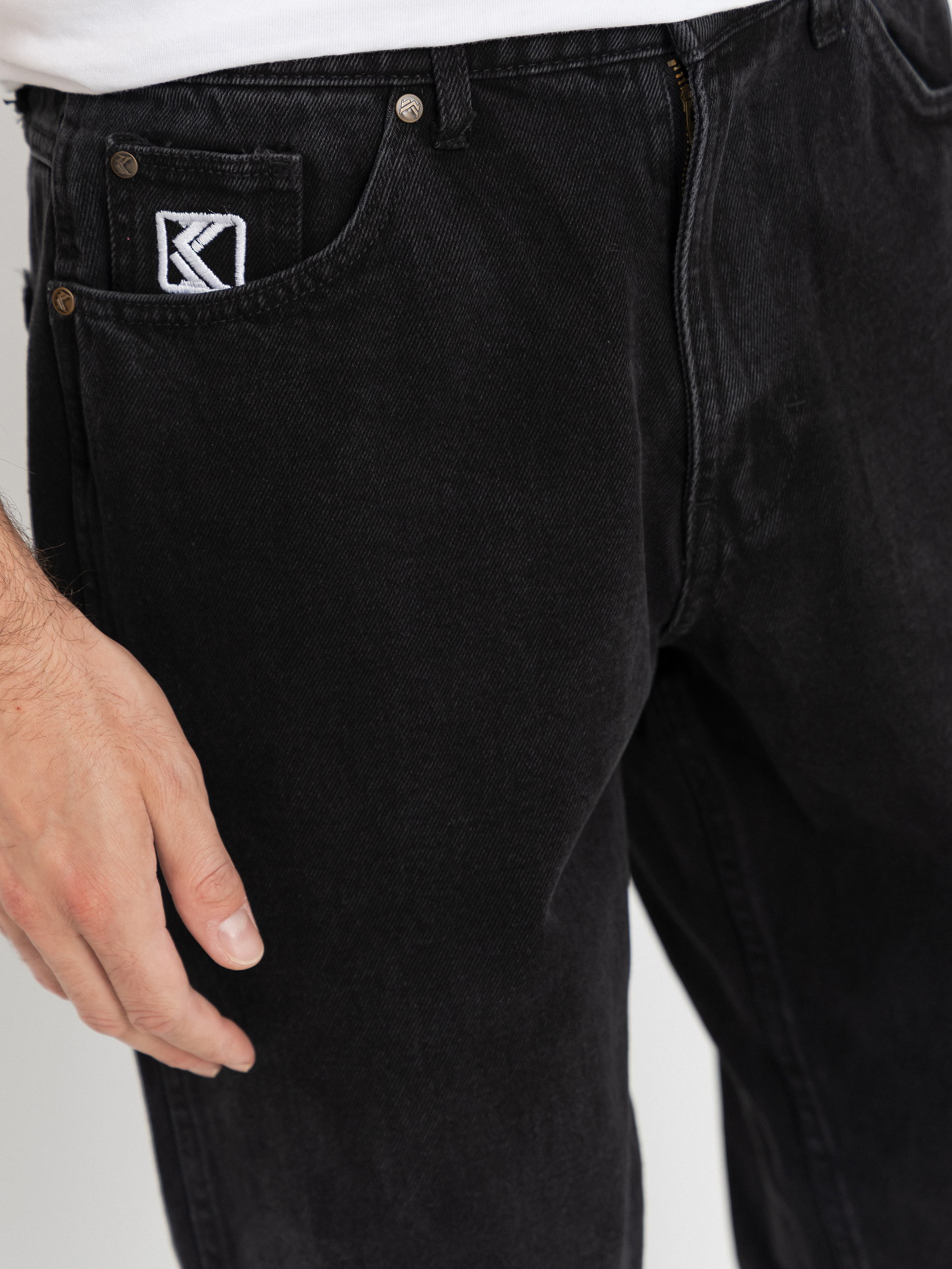 Spodnie Karl Kani Small Signature Tapered Five Pocket Denim (black)