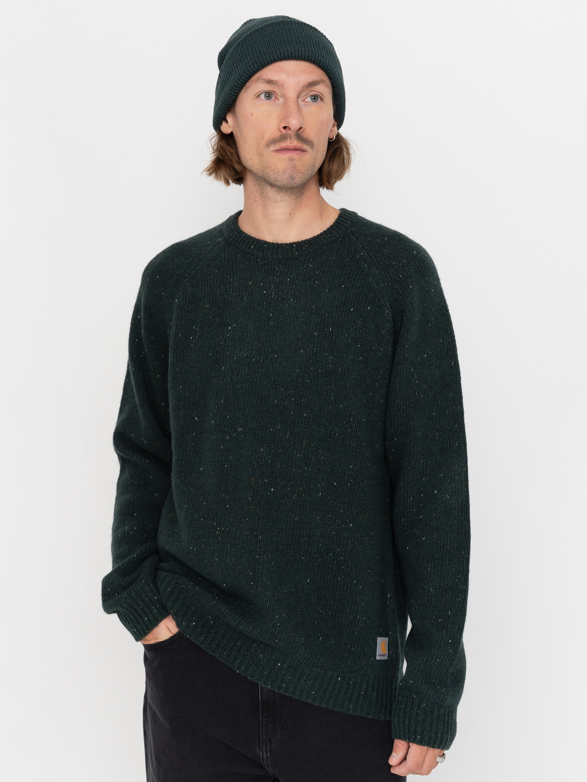 Sweter Carhartt WIP Anglistic (speckled dark scarab)