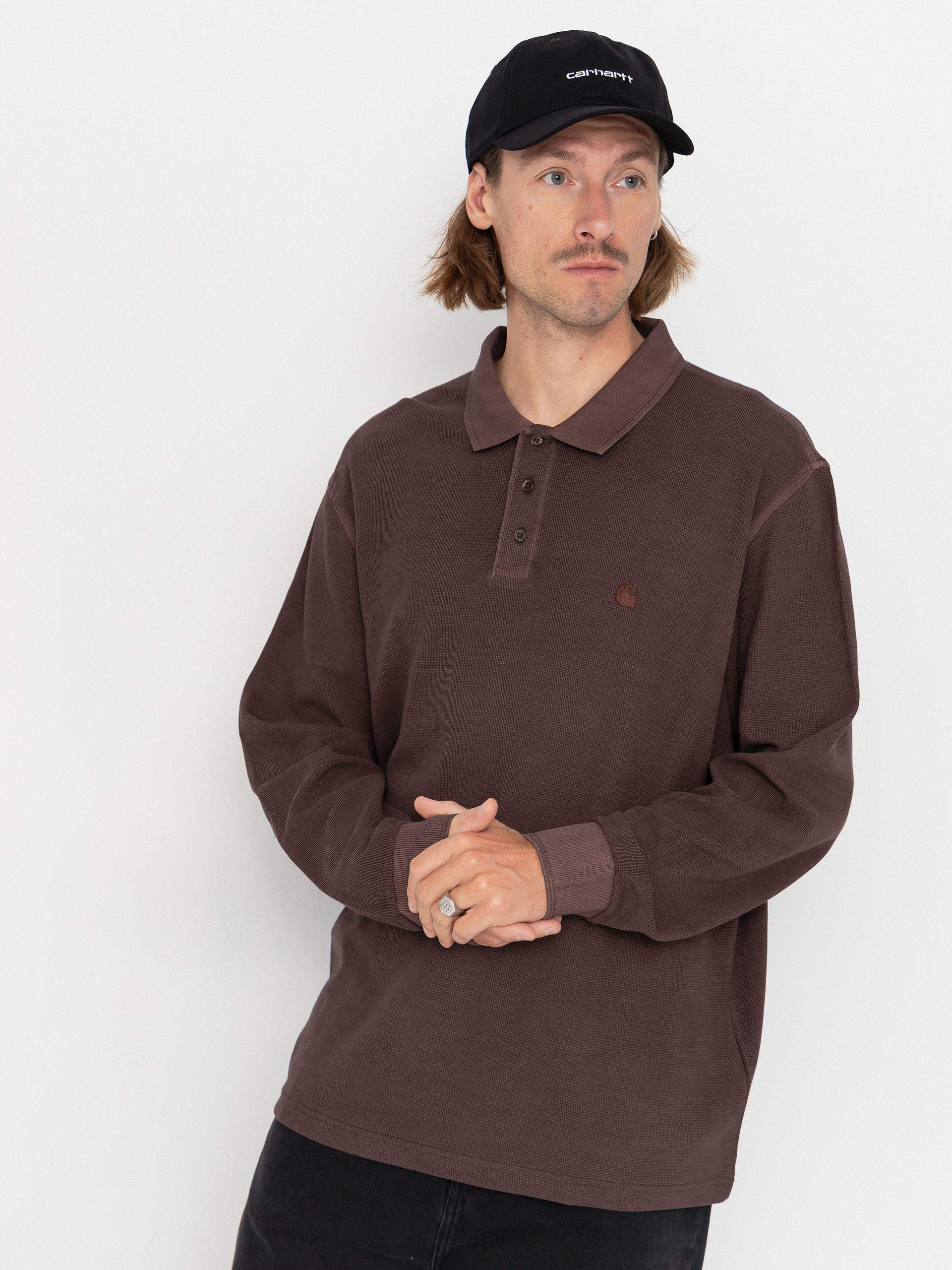 Longsleeve Carhartt WIP Waffle Rugby (palisander/garment dyed)