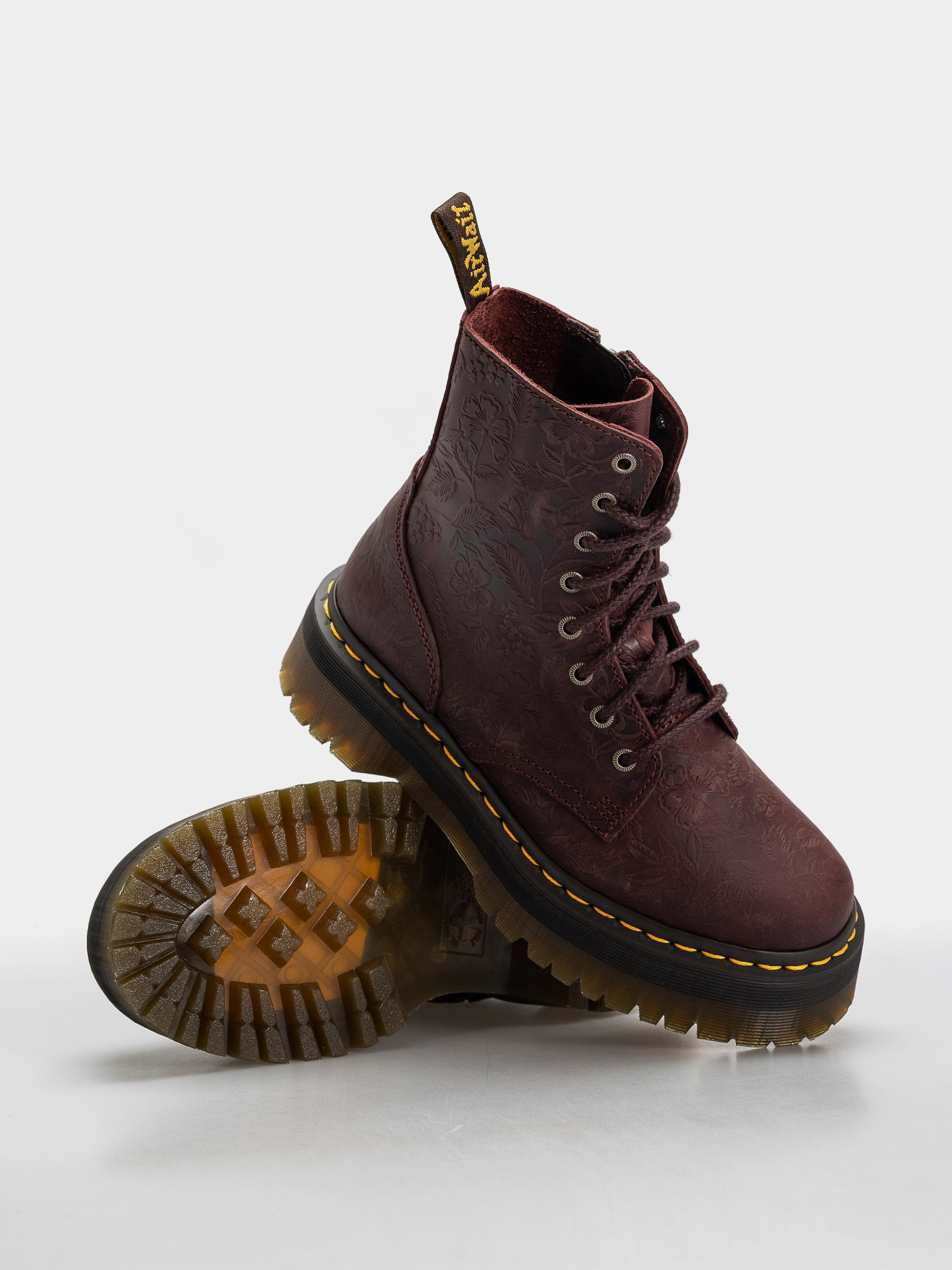 Buty Dr. Martens Jadon Emboss Floral Wmn (cherry red)