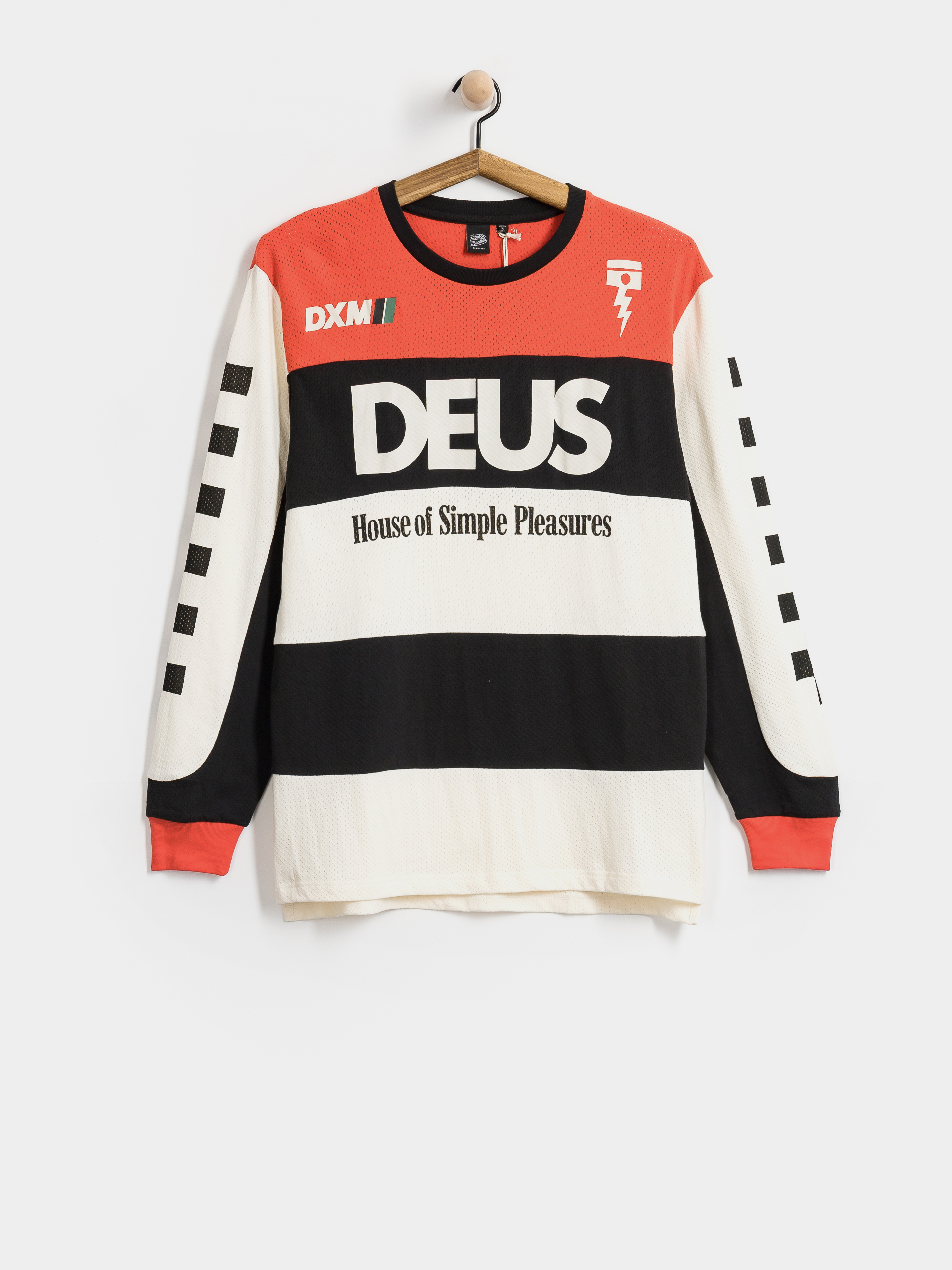 Longsleeve Deus Ex Machina Vilander Moto Jersey (valiant red combo)