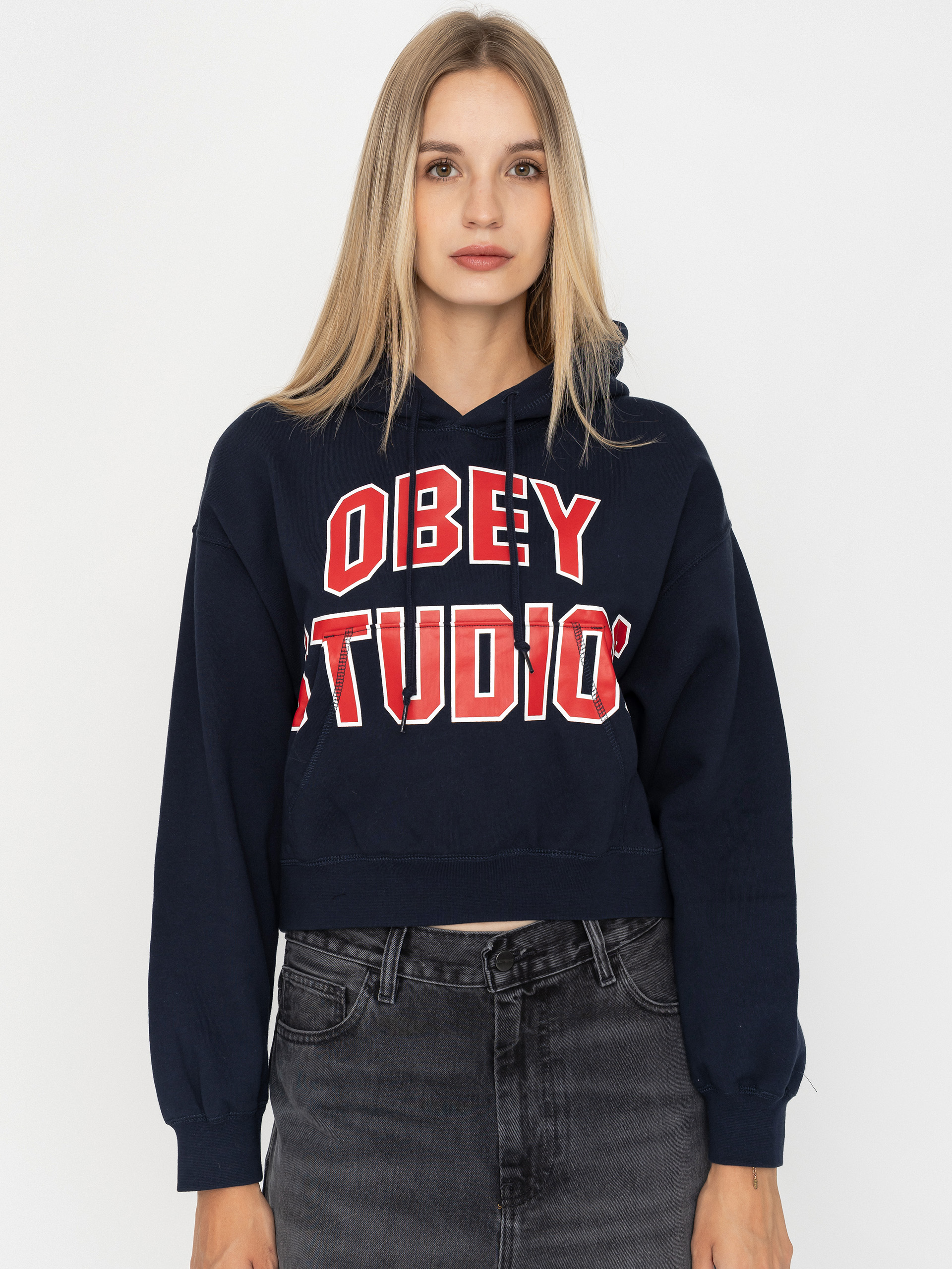 Bluza z kapturem OBEY Studios Collegiate HD Wmn (dark navy)