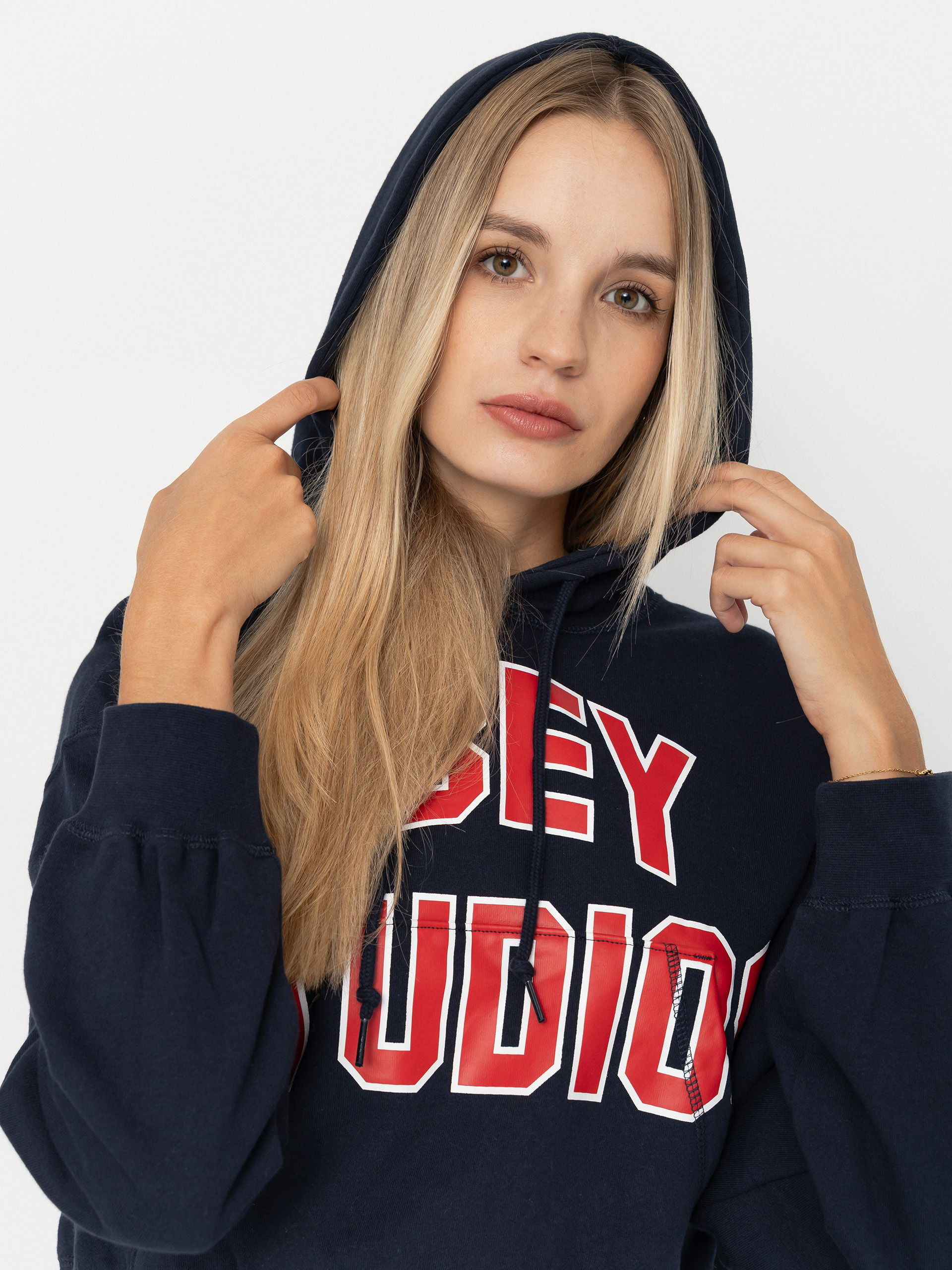 Bluza z kapturem OBEY Studios Collegiate HD Wmn (dark navy)