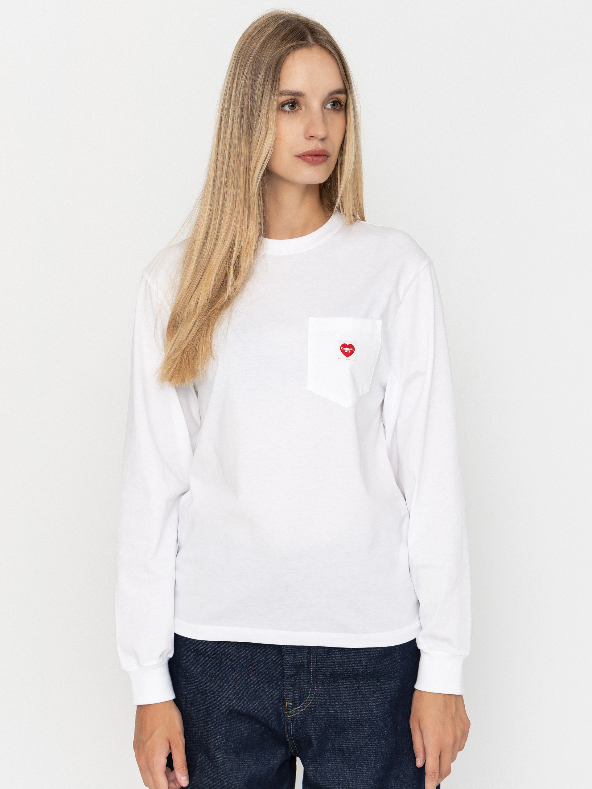 Longsleeve Carhartt WIP Pocket Small Heart Wmn (white/red)