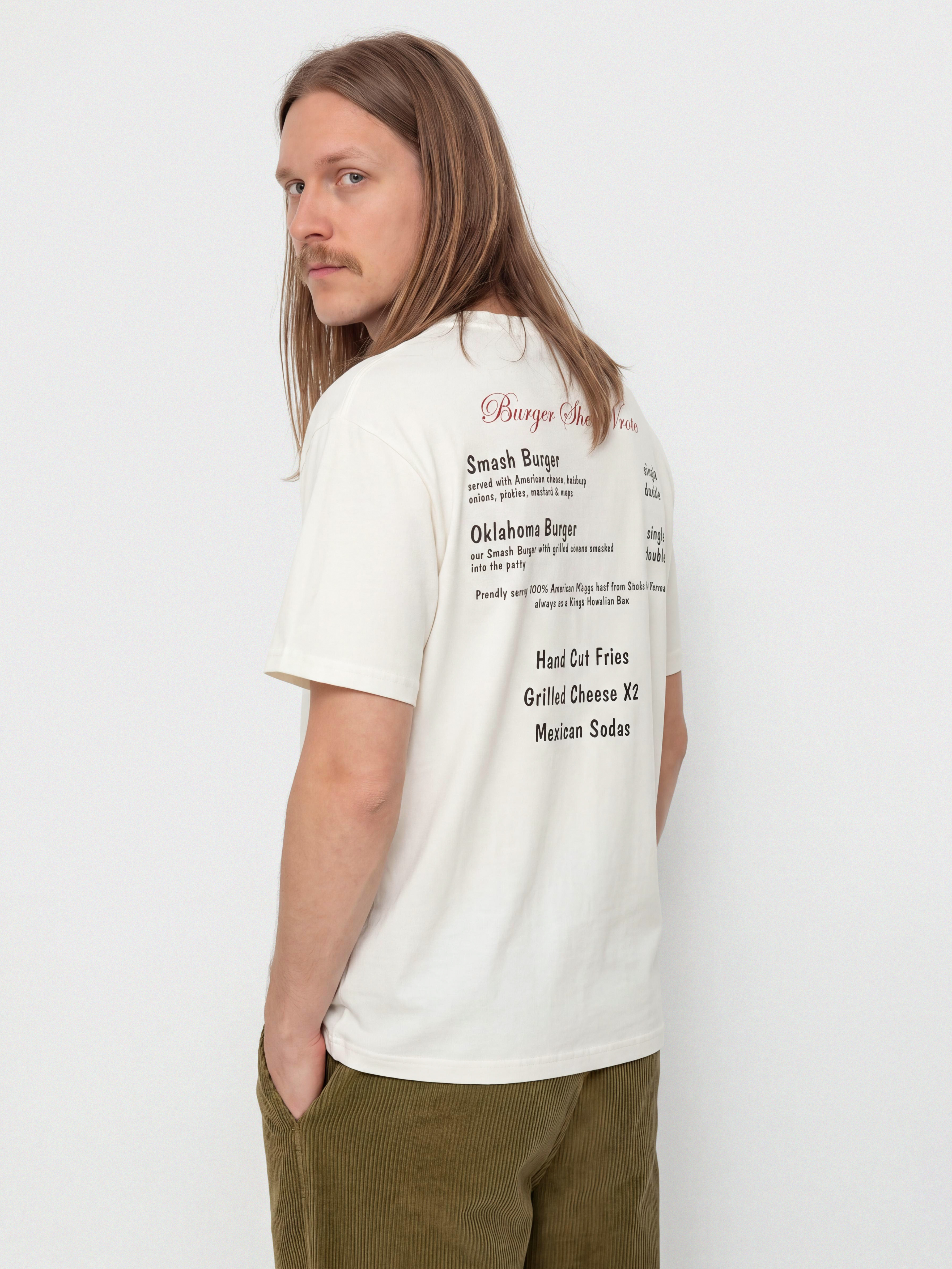 T-shirt Brixton Burger She Wrote Pocket (white)
