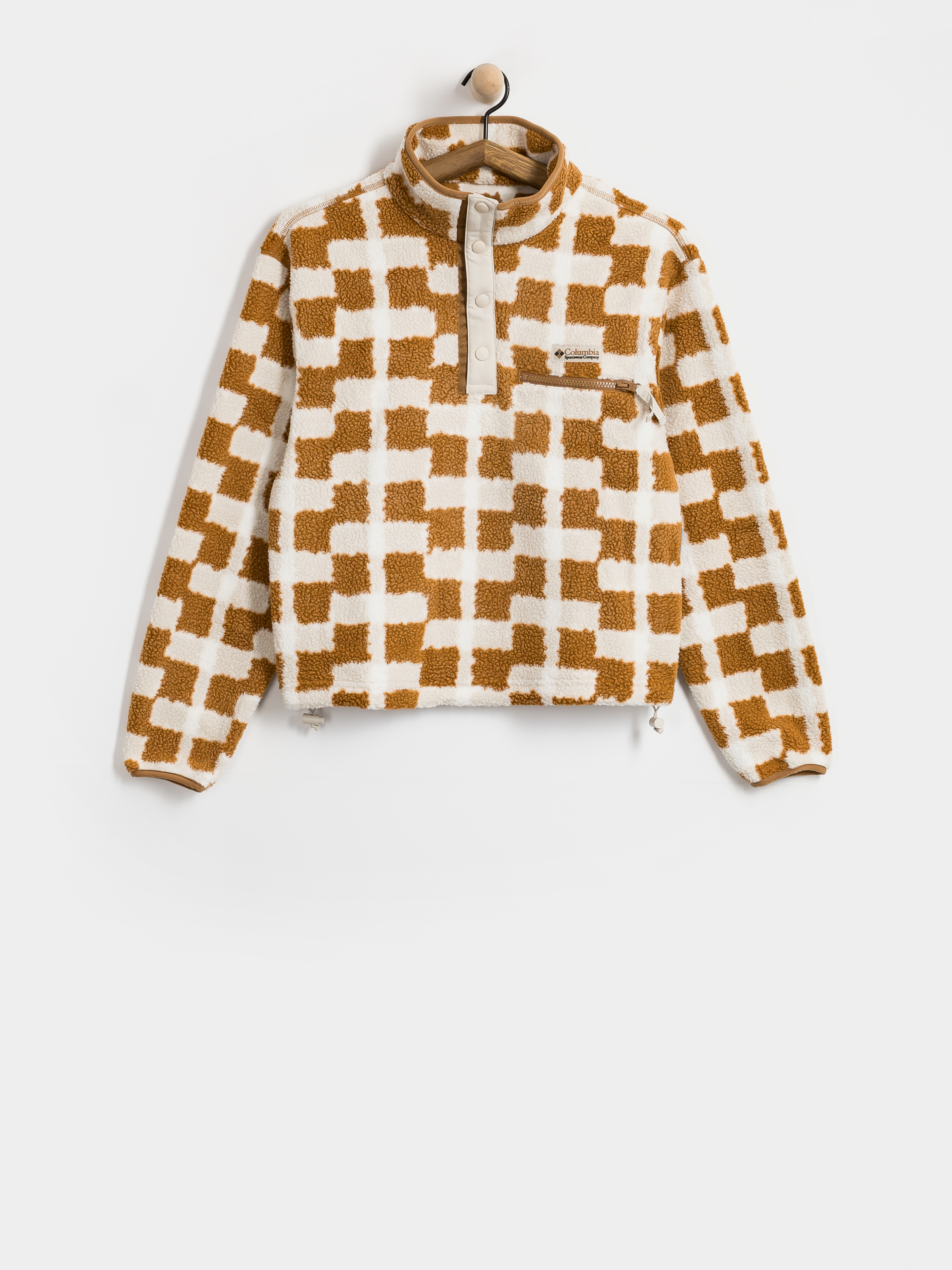 Damski Polar Columbia Helvetia II Printed Cropped Half Snap (camel brown/geostack)
