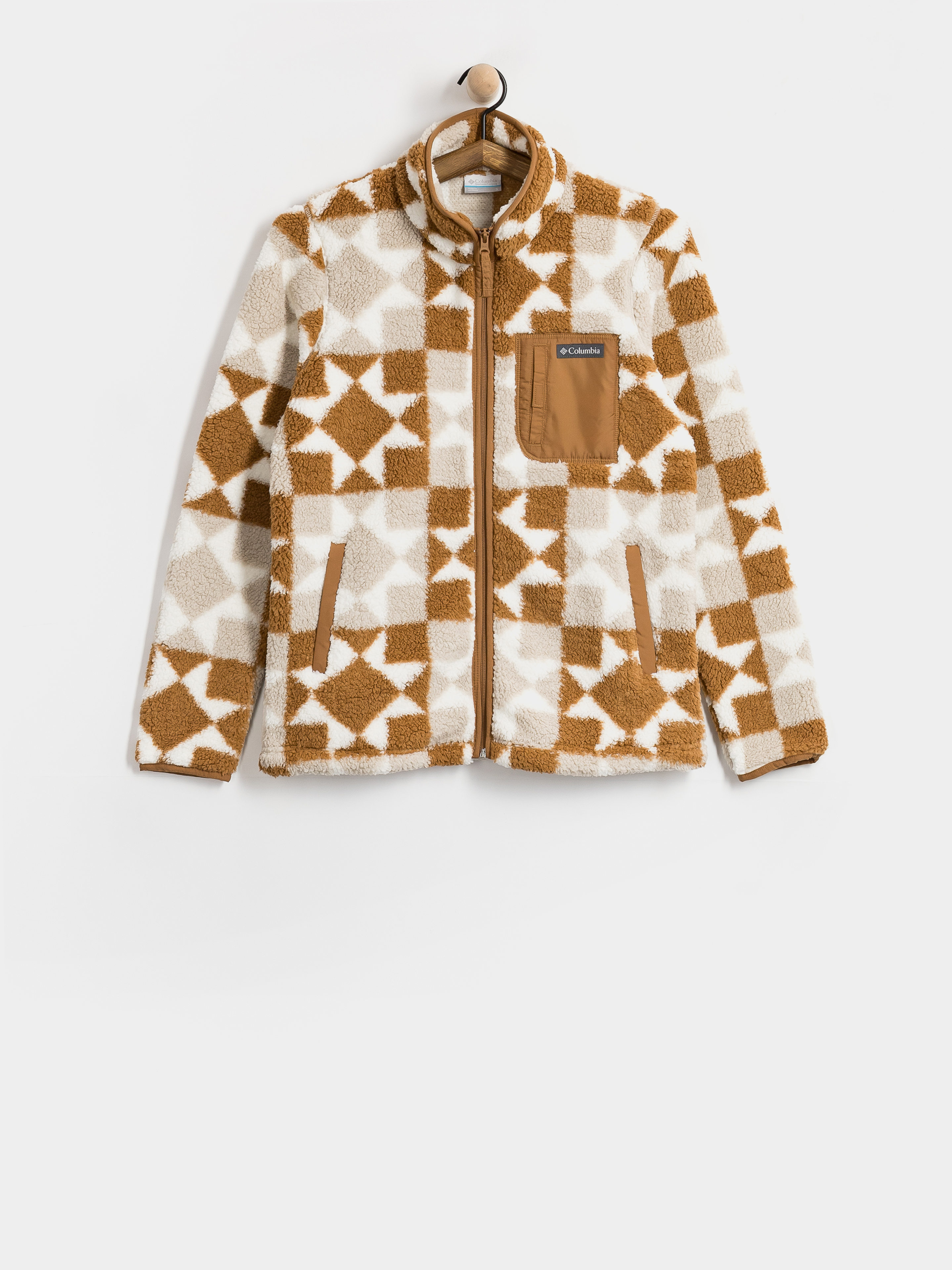 Damski Polar Columbia West Bend Print Full Zip II (camel brown/cozy quilt)